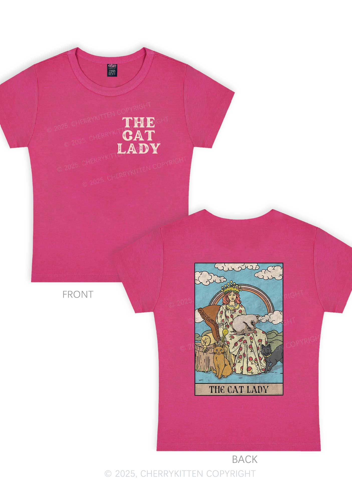 The Cat Lady Two Sides Y2K Baby Tee Cherrykitten