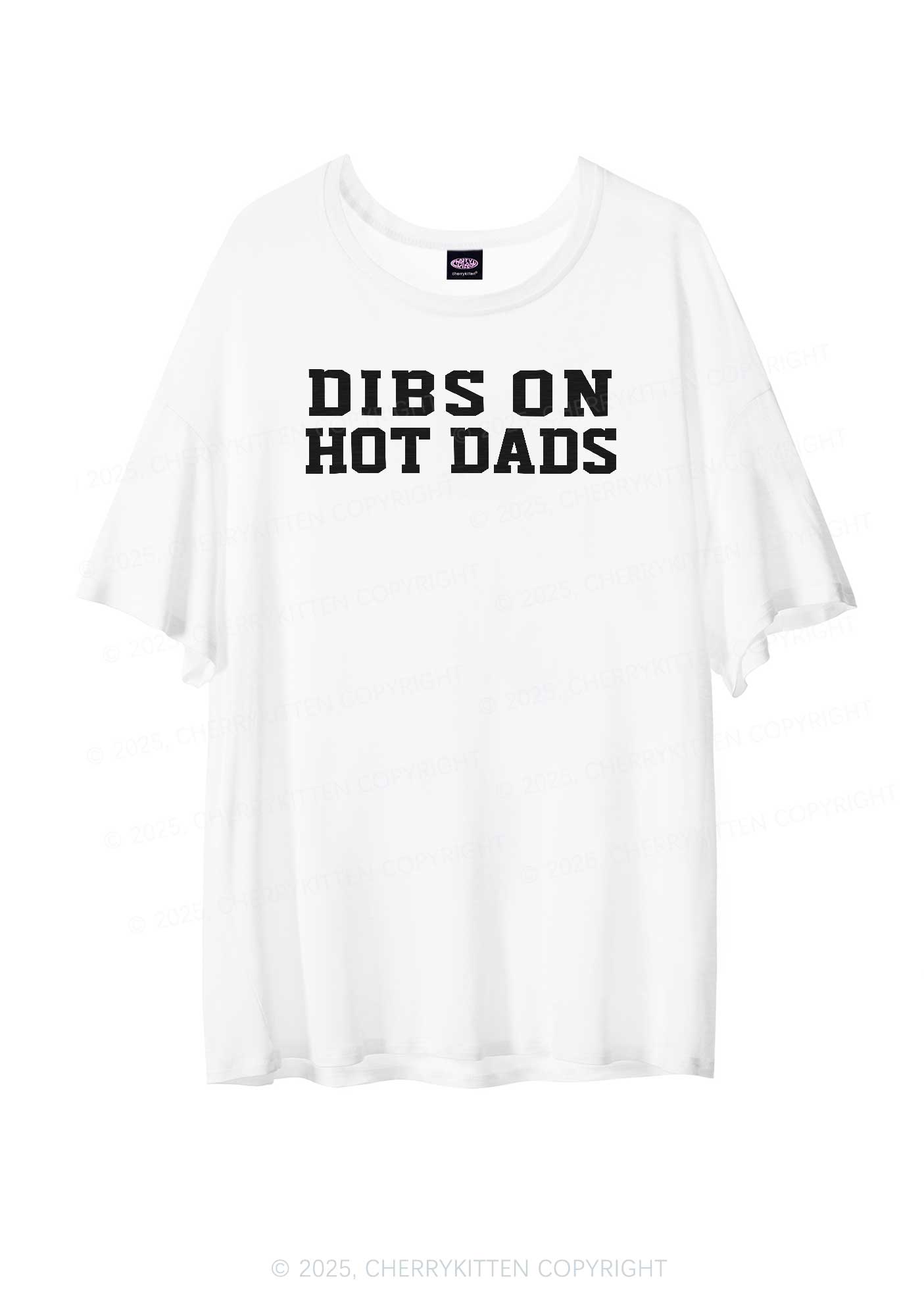 Dibs On Hot Dads Y2K Sheer Boyfriend Tee Cherrykitten