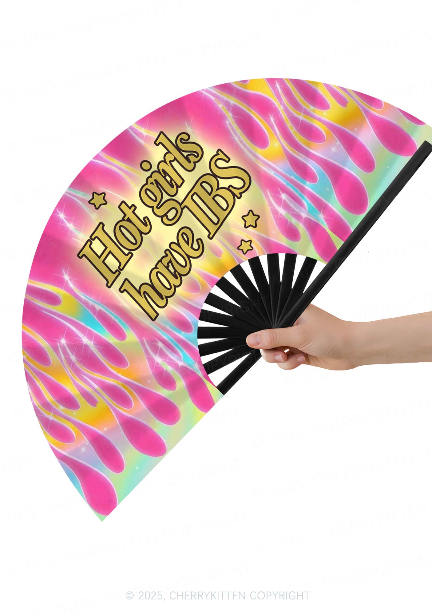 Hot Girls Have IBS Y2K Rave Hand Fan Cherrykitten