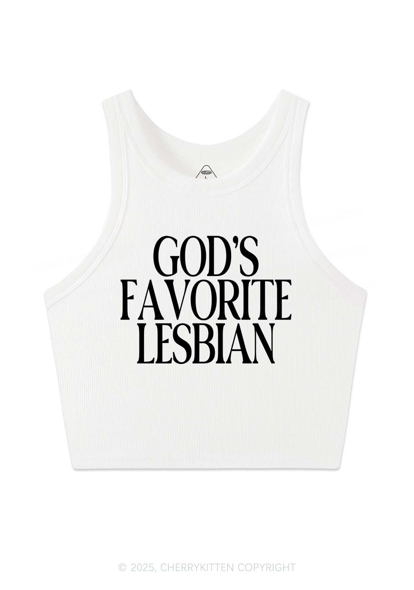 Gods Favorite Lesbian Pride Y2K Crop Tank Top Cherrykitten