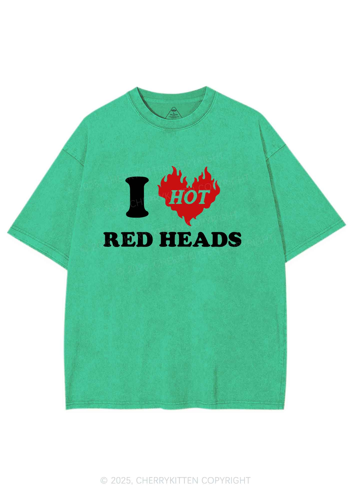 I Love Hot Red Heads Y2K Shirts Washed Tee Cherrykitten