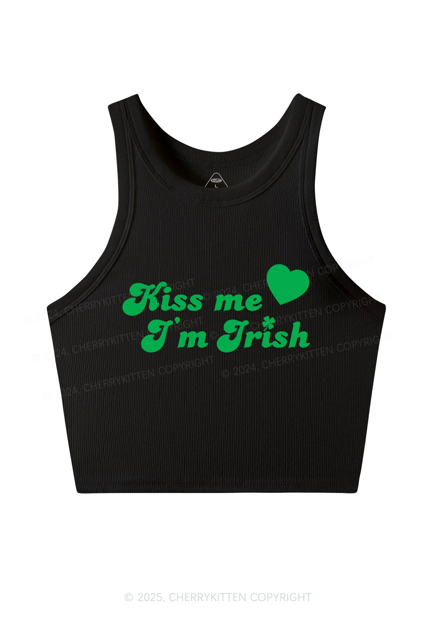 Kiss Me I'm Irish St Patricks Y2K Crop Tank Top Cherrykitten