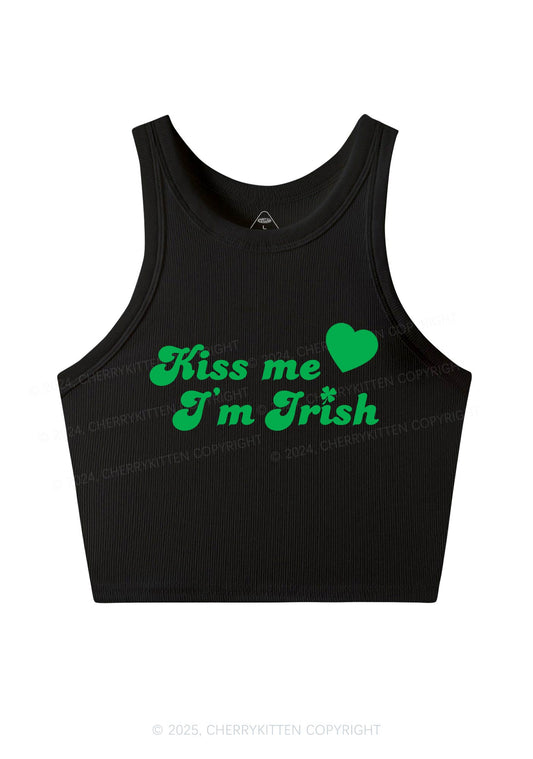 Kiss Me I'm Irish St Patricks Y2K Crop Tank Top Cherrykitten