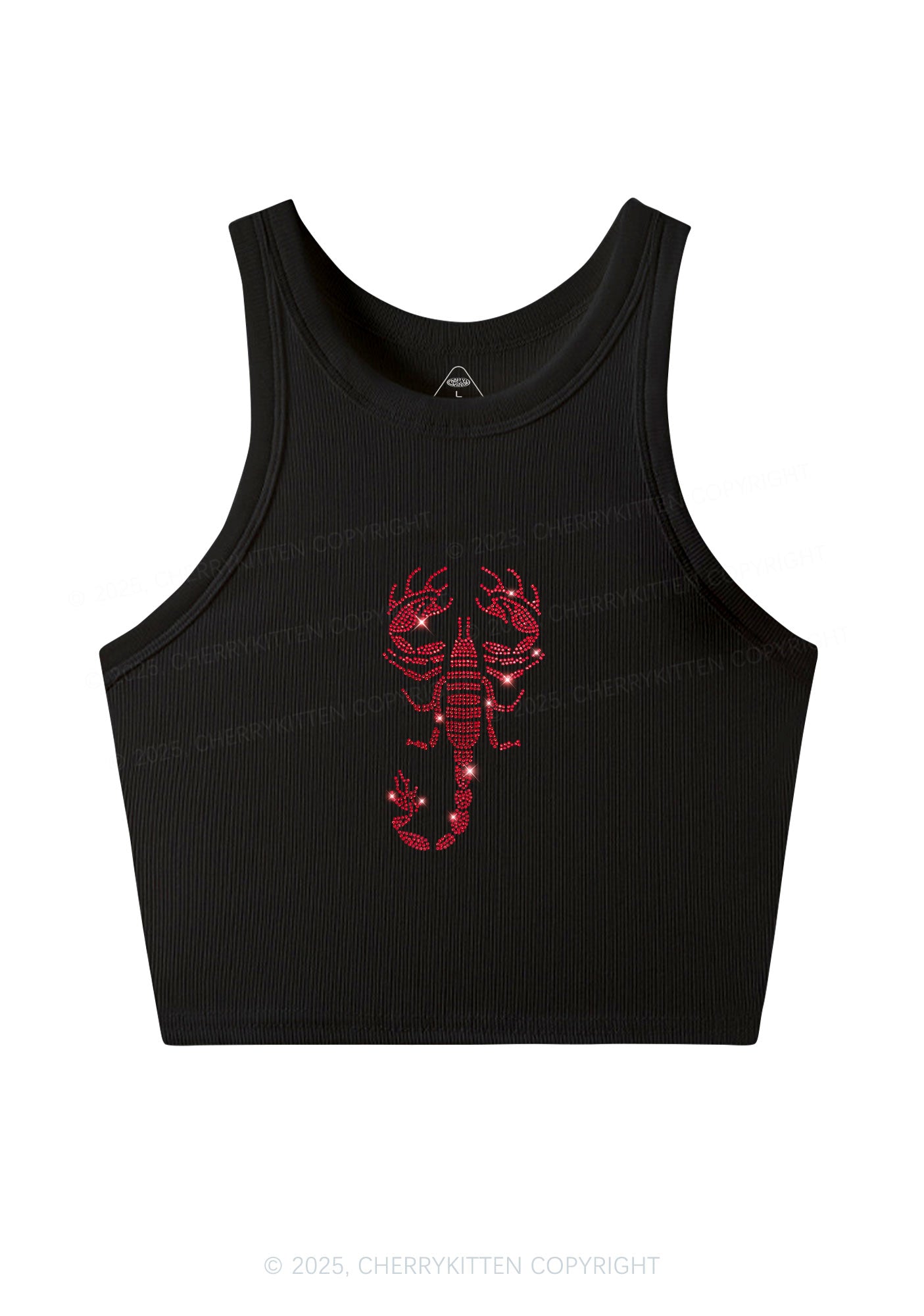 Rhinestone Red Scorpion Y2K Crop Tank Top Cherrykitten