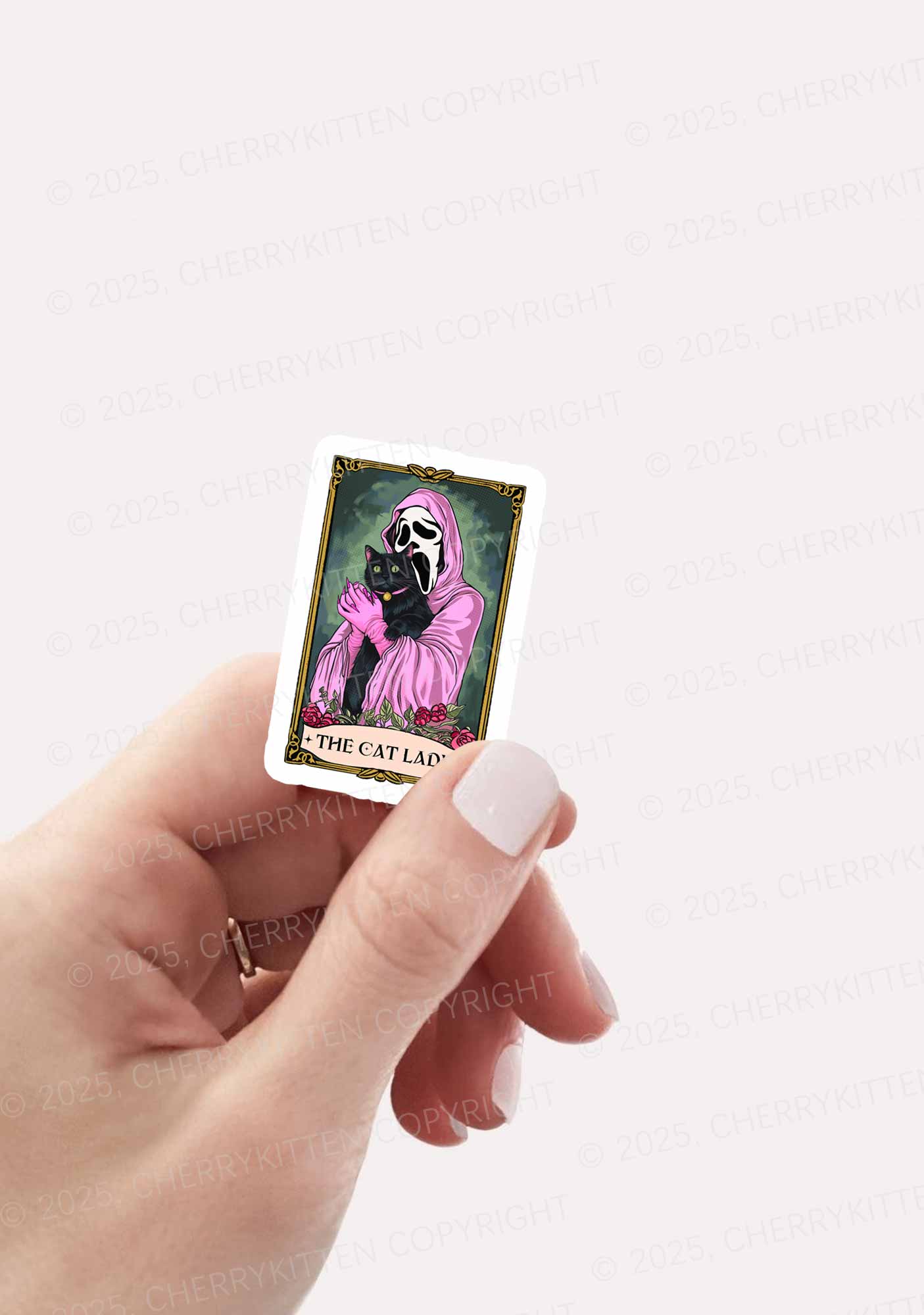 Halloween The Skull Cat Lady Y2K Sticker Cherrykitten