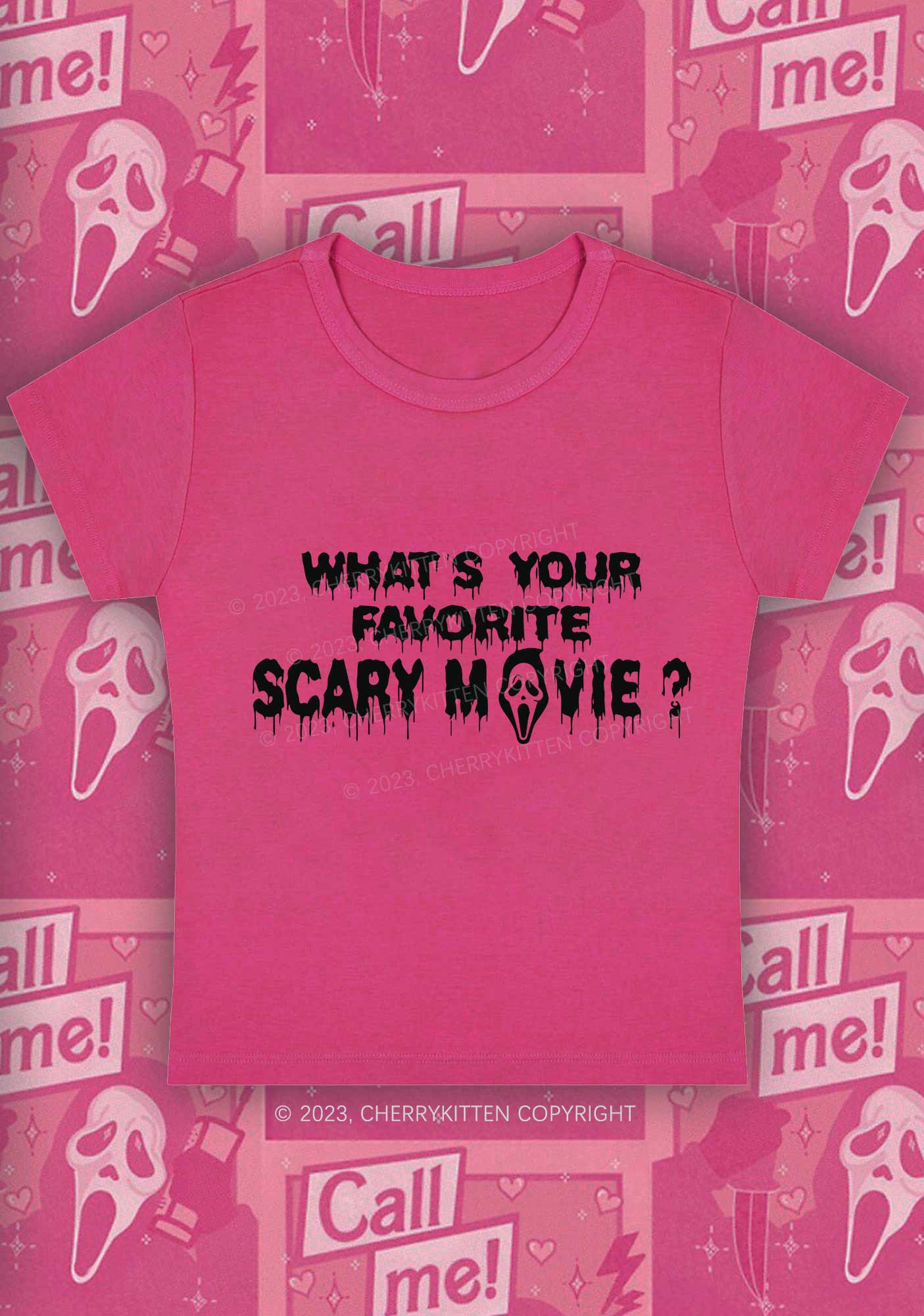 Halloween What's Your Favorite Scary Movie Y2K Baby Tee Cherrykitten