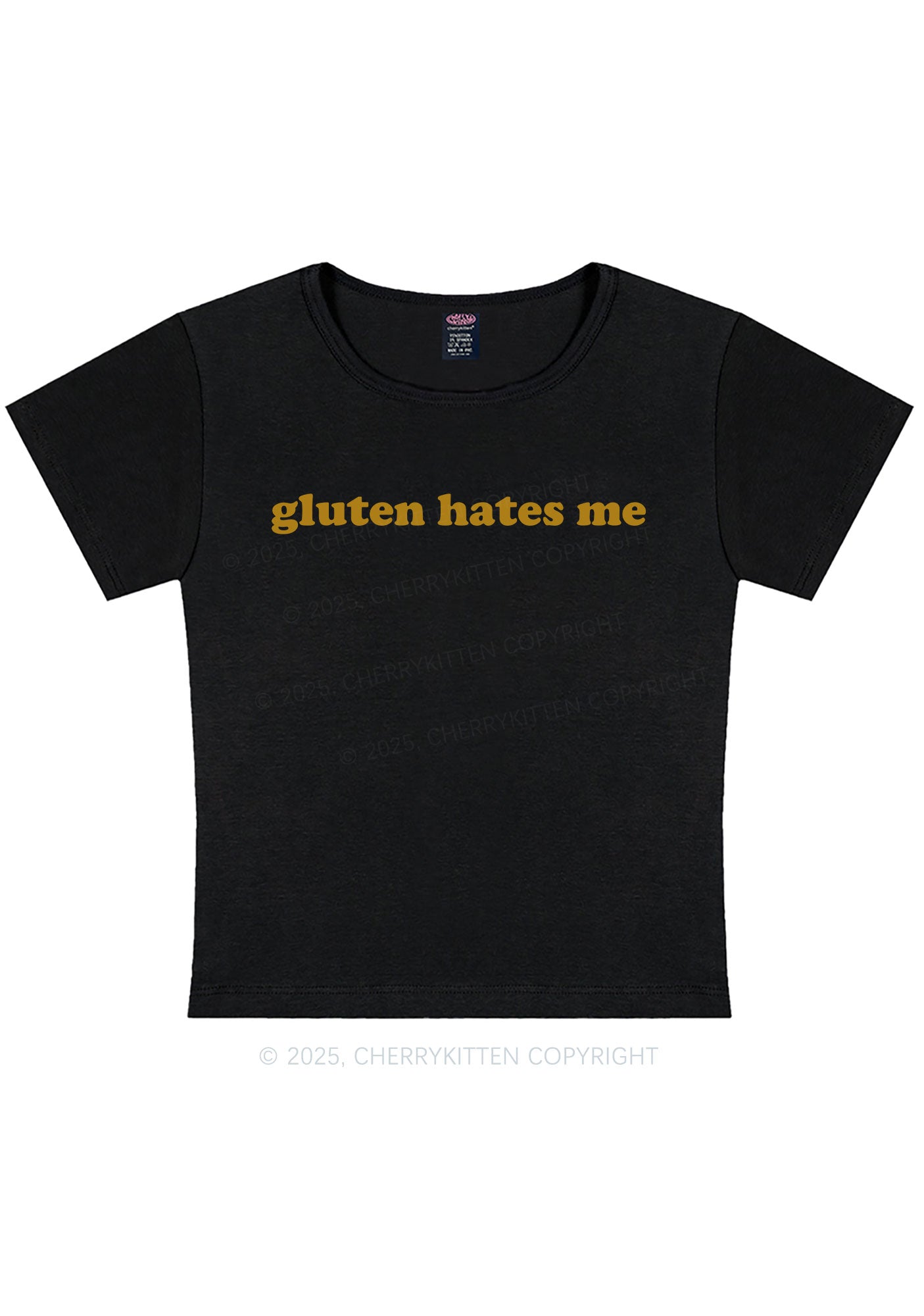 Gluten Hates Me Y2K Baby Tee Cherrykitten
