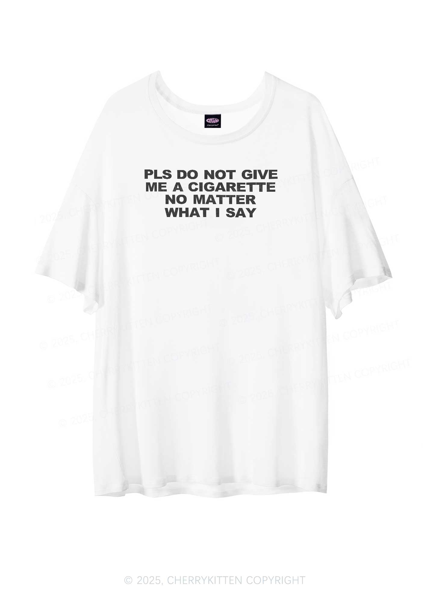 Don't Give Me Cigarette Y2K Sheer Boyfriend Tee Cherrykitten