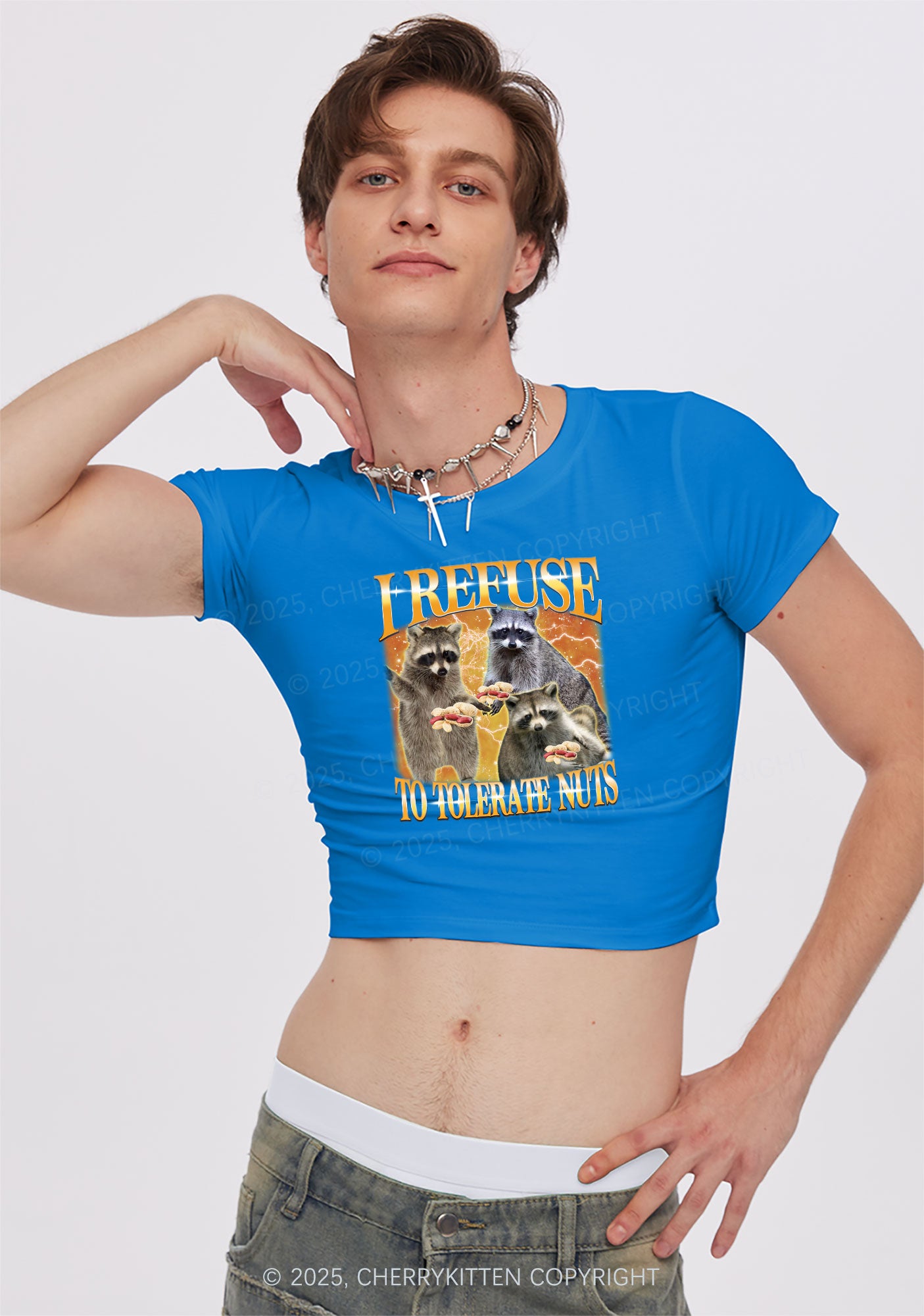 Retro Raccoon Nuts Y2K Baby Tee Cherrykitten