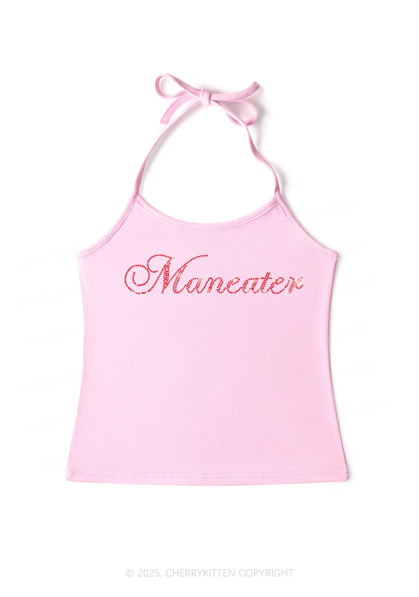 Rhinestone Maneater Y2K Halter Neck Cami Cherrykitten