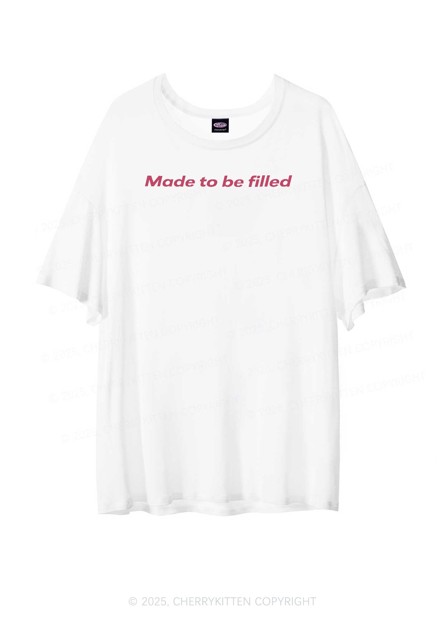 Made To Be Filled Y2K Sheer Boyfriend Tee Cherrykitten