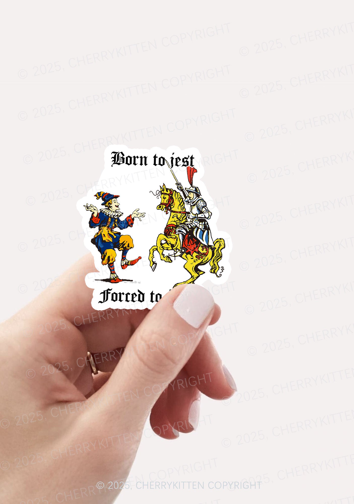 Born to Jest Forced to Joust 1Pc Y2K Sticker Cherrykitten