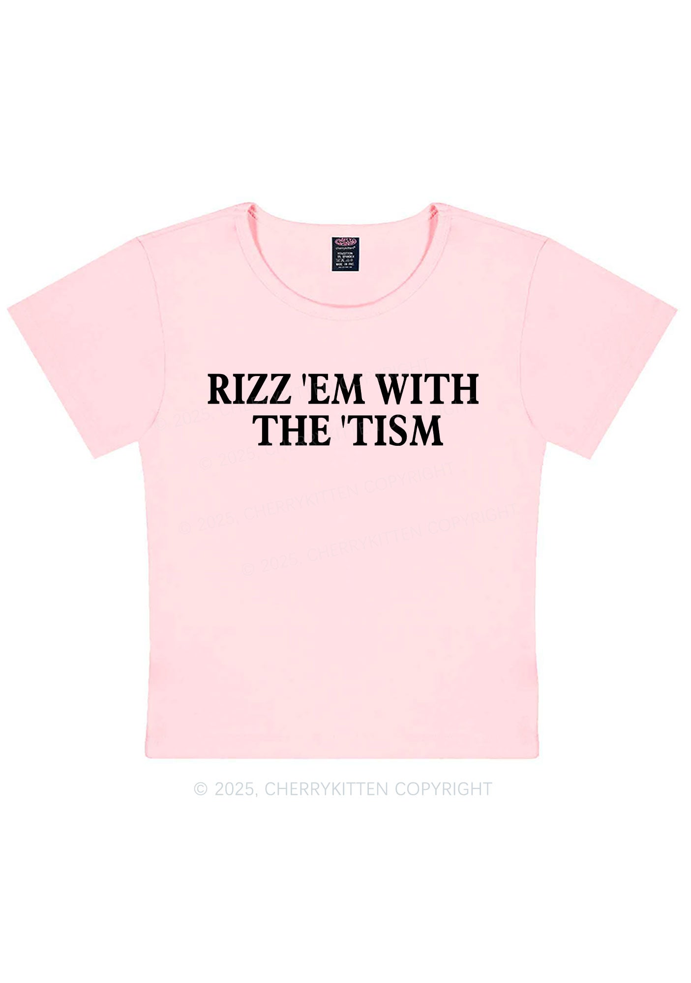 Rizz With Tism Y2K Baby Tee Cherrykitten
