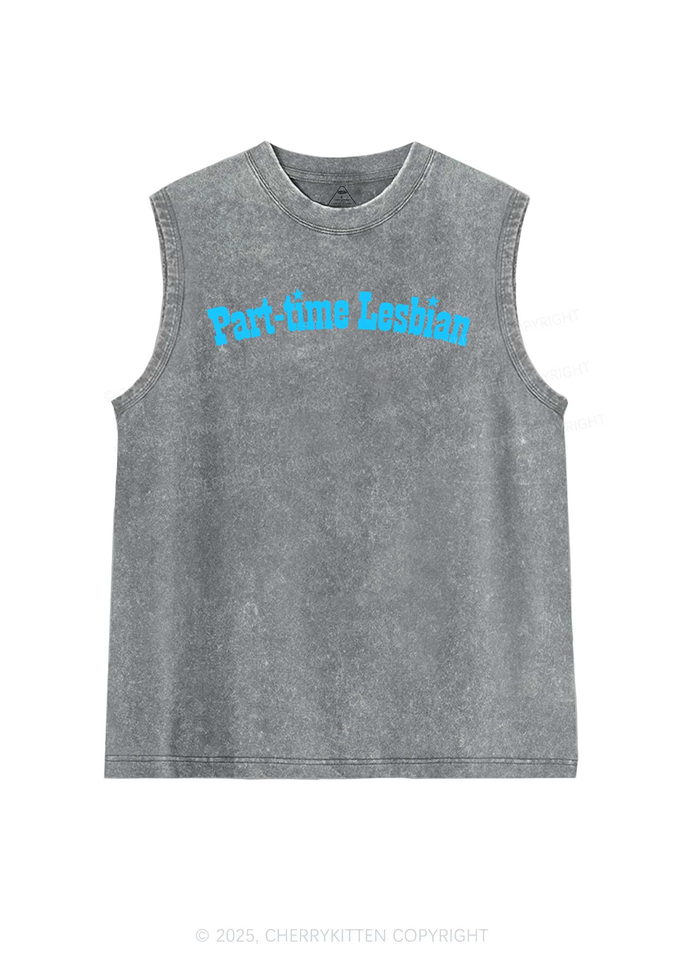 Part Time Lesbian Pride Y2K Washed Muscle Tank Cherrykitten