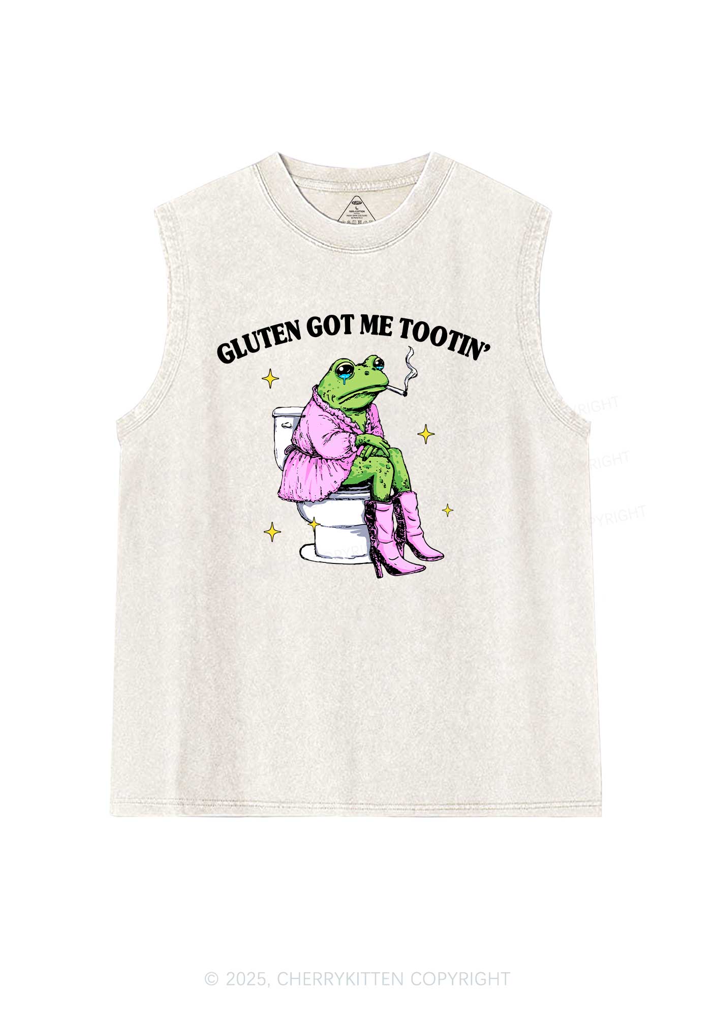 Gluten Got Me Tootin Y2K Washed Muscle Tank Cherrykitten