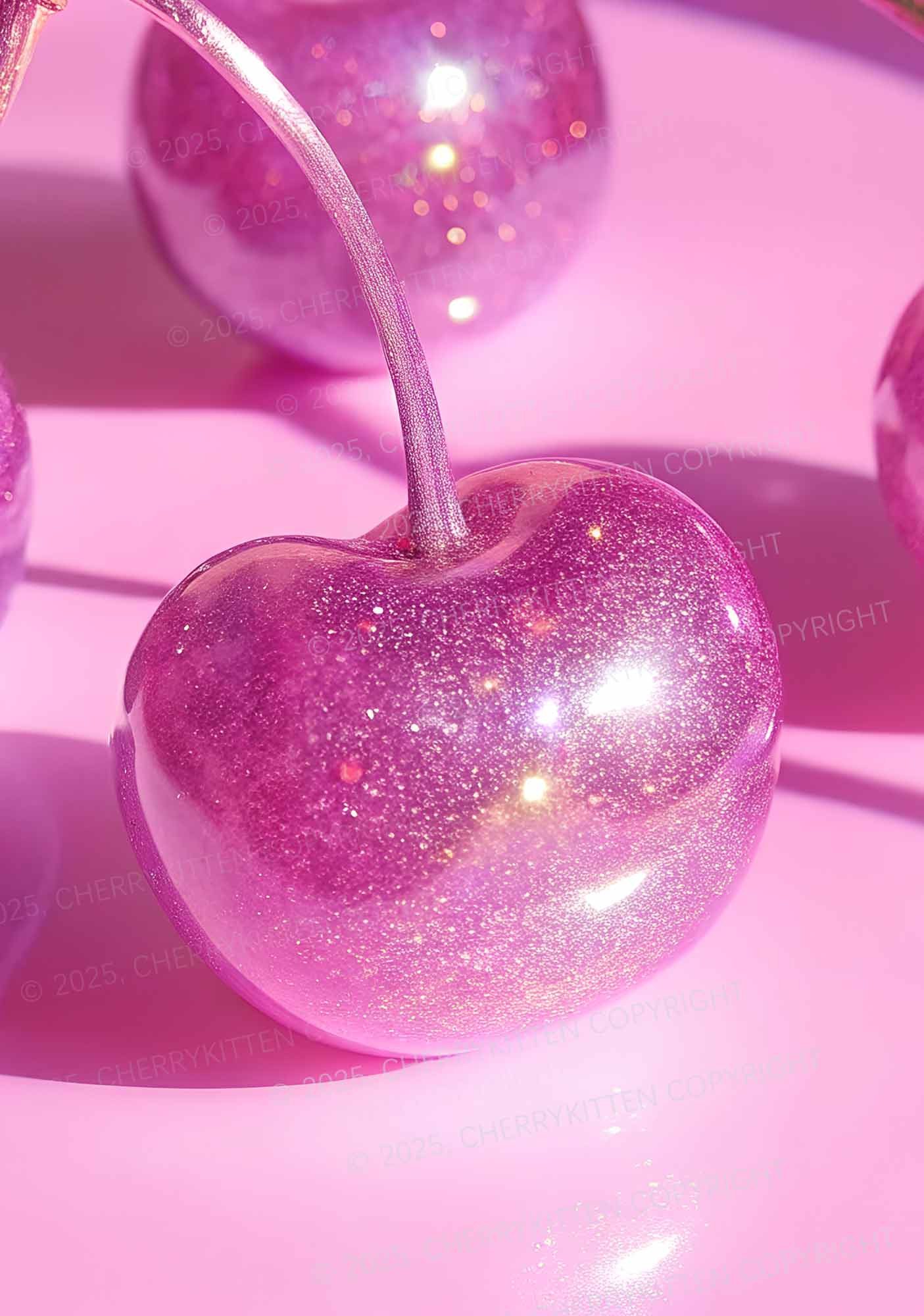 Glitter Pink Cherry Y2K Print Cami Crop Top Cherrykitten