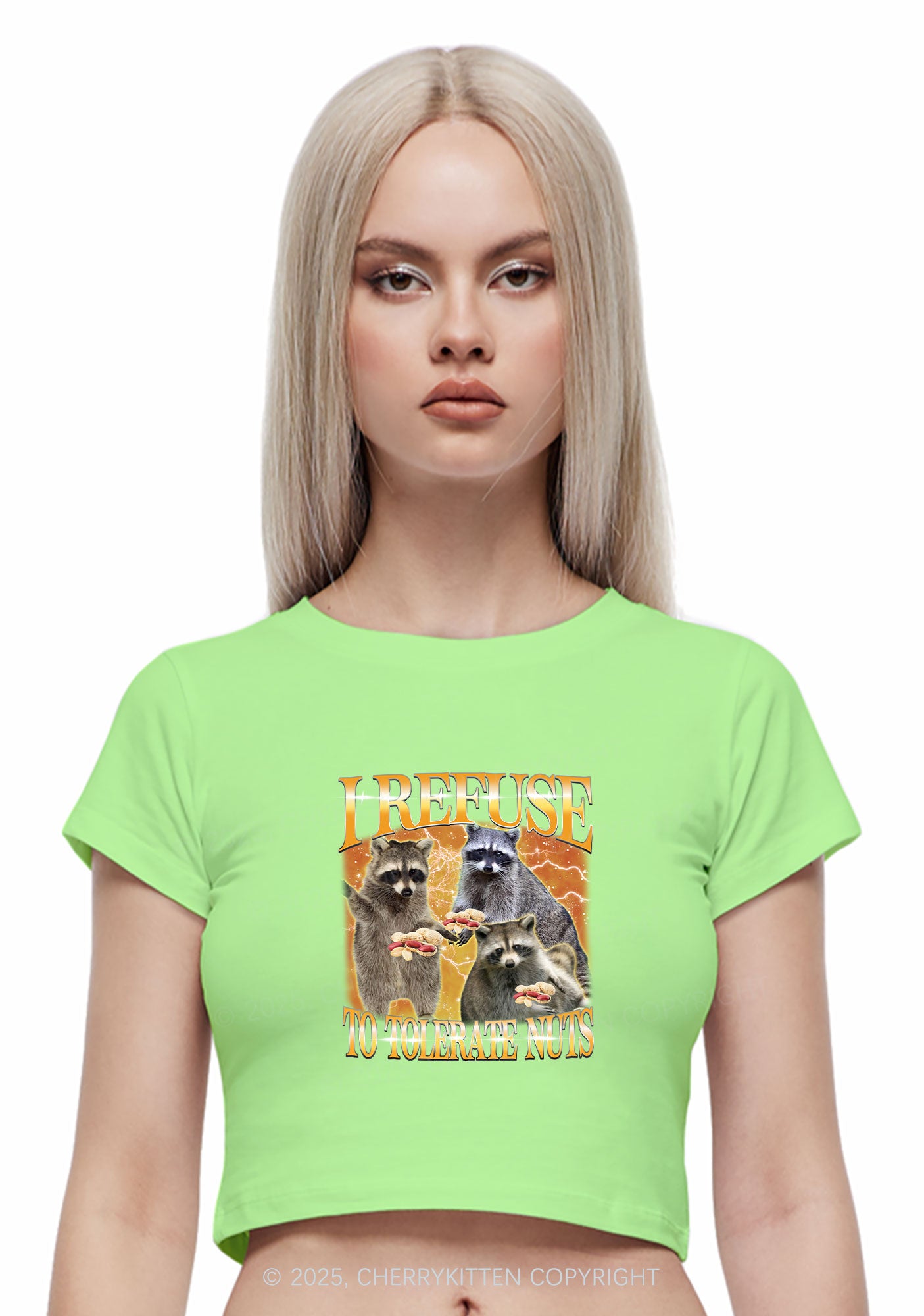 Retro Raccoon Nuts Y2K Baby Tee Cherrykitten