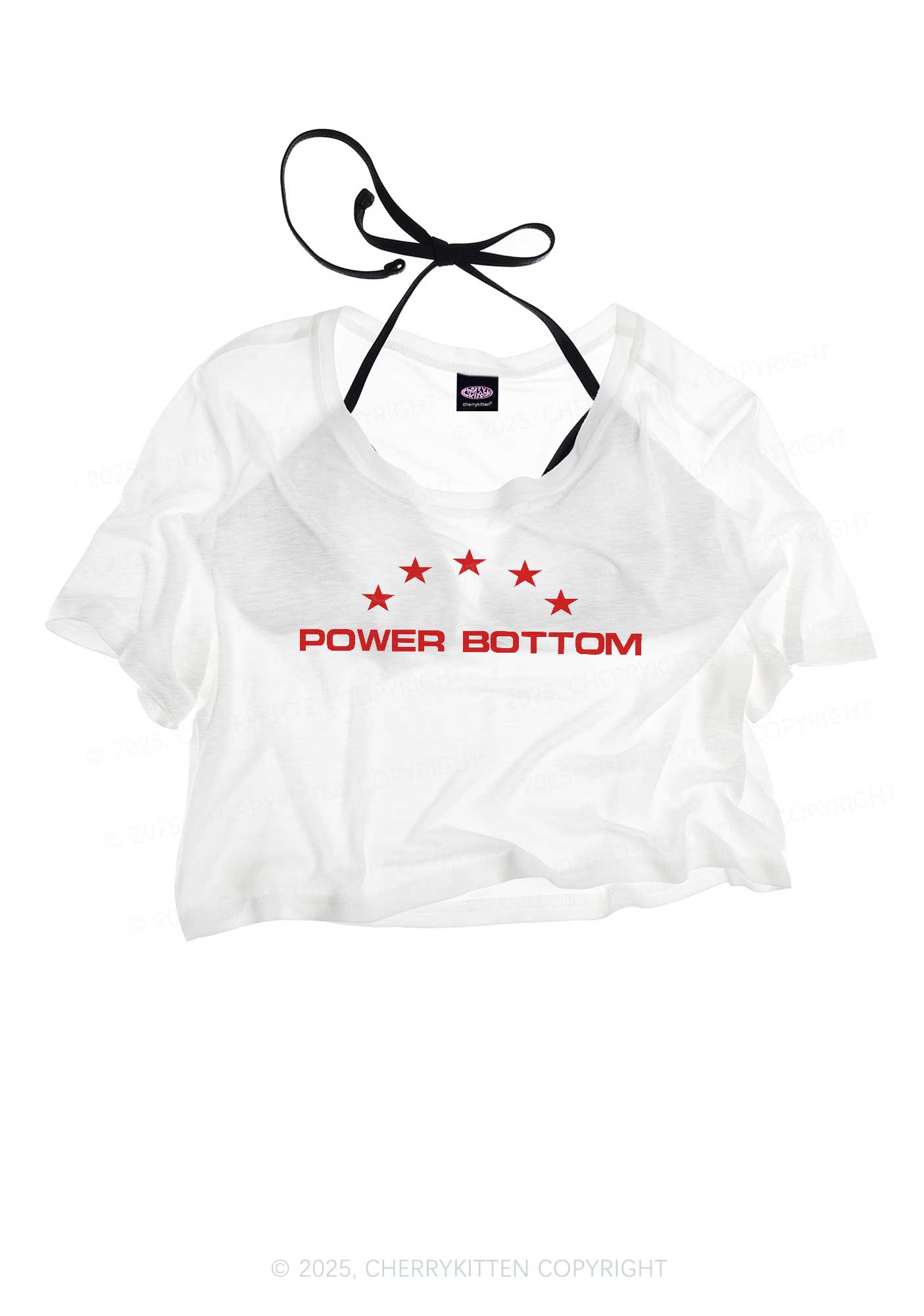 Power Bottom Pride Y2K Sheer Crop Tee Cherrykitten