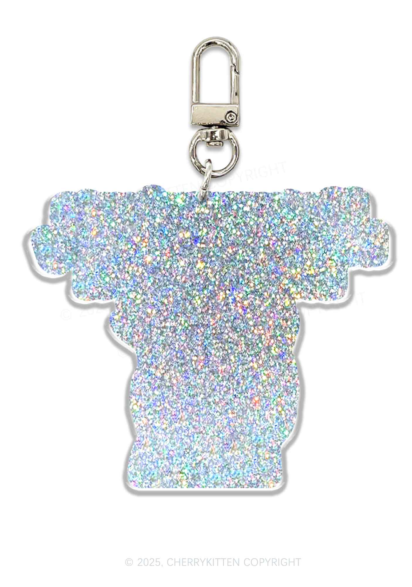 Cat Tummy Hurts 1Pc Y2K Glitter Keychain Cherrykitten