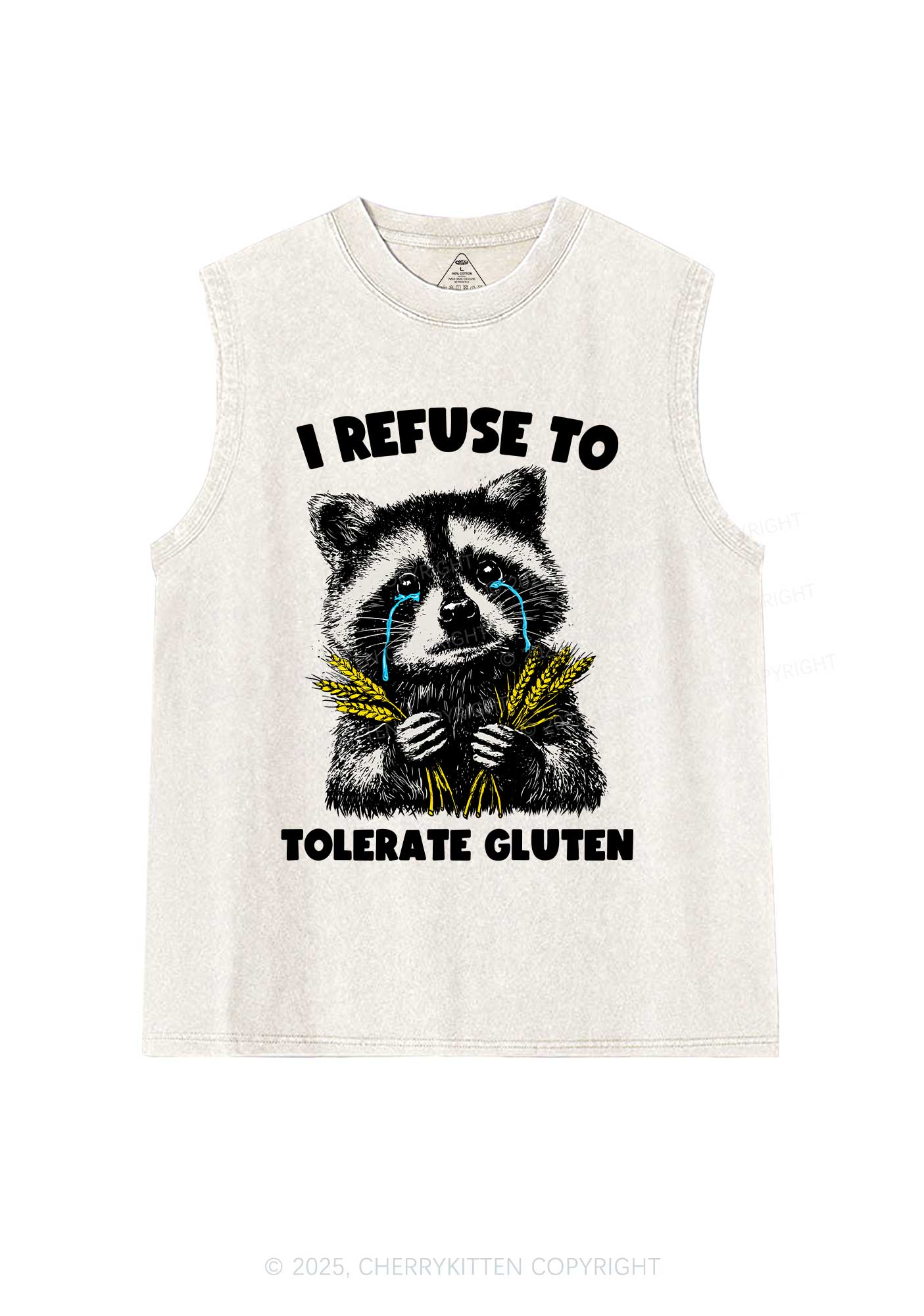 Refuse To Tolerate Gluten Y2K Washed Muscle Tank Cherrykitten