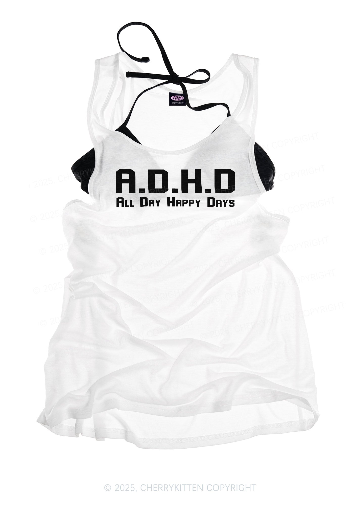 All Day Happy Days Y2K Sheer Boyfriend Tank Cherrykitten