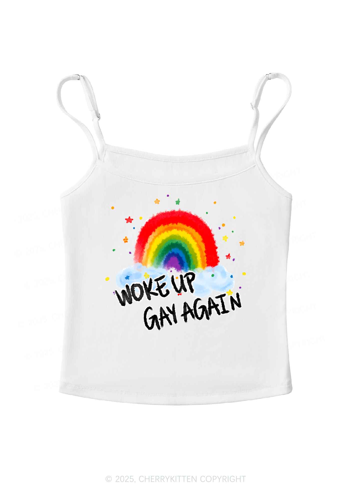 Woke Up Gay Again Y2K Spaghetti Strap Cami Cherrykitten
