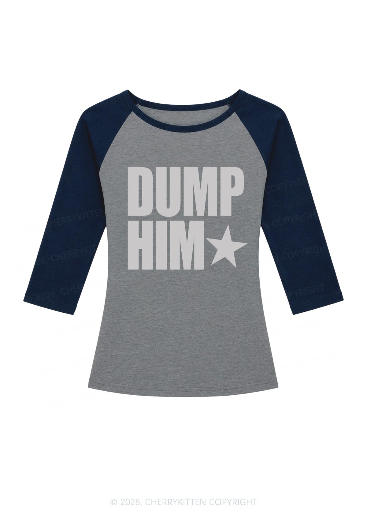 Dump Him Y2K Raglan Sleeve Crop Top Cherrykitten
