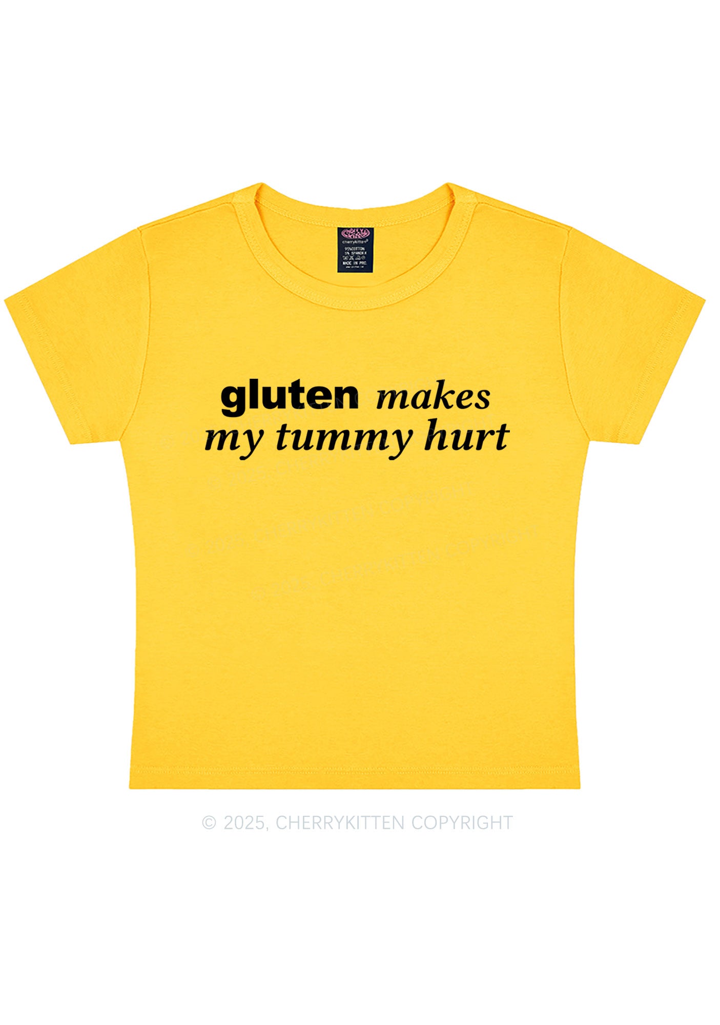 Gluten Makes Tummy Hurt Y2K Baby Tee Cherrykitten