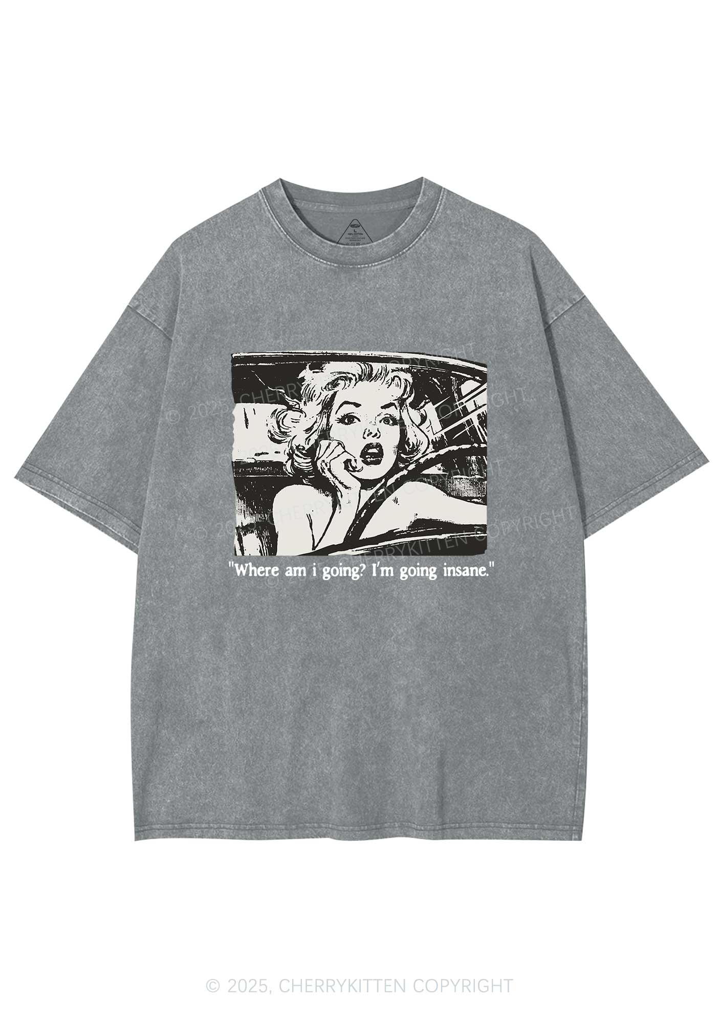 Woman Going Insane Y2K Shirts Washed Tee Cherrykitten