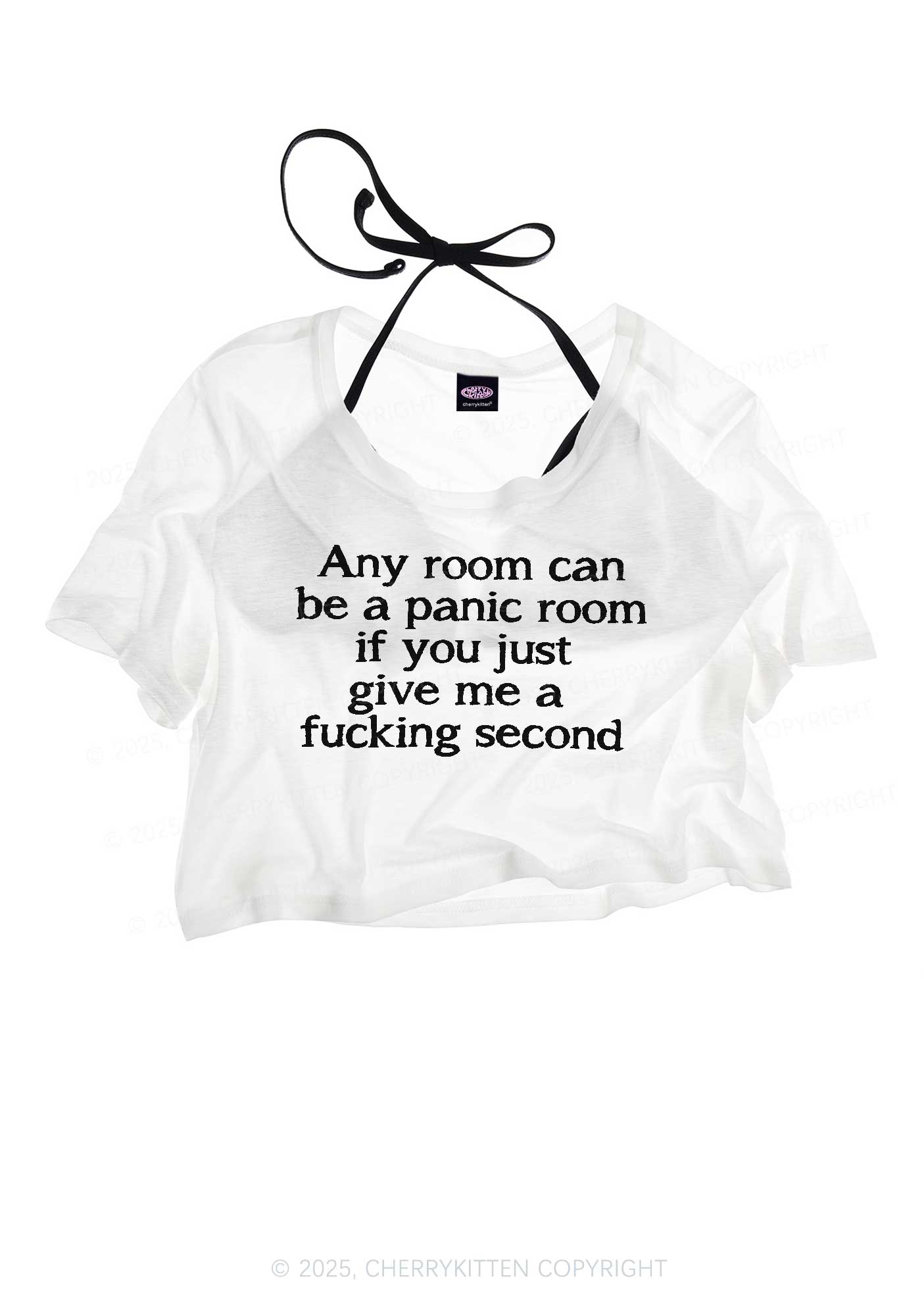 Any Room Can Be Panic Y2K Sheer Crop Tee Cherrykitten