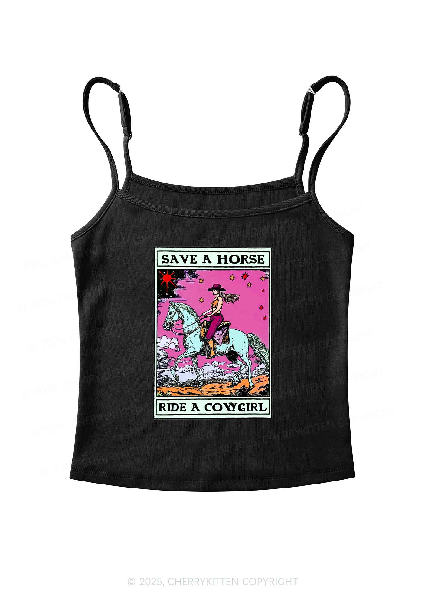 Save Horse Ride Cowgirl Pride Y2K Spaghetti Strap Cami Cherrykitten