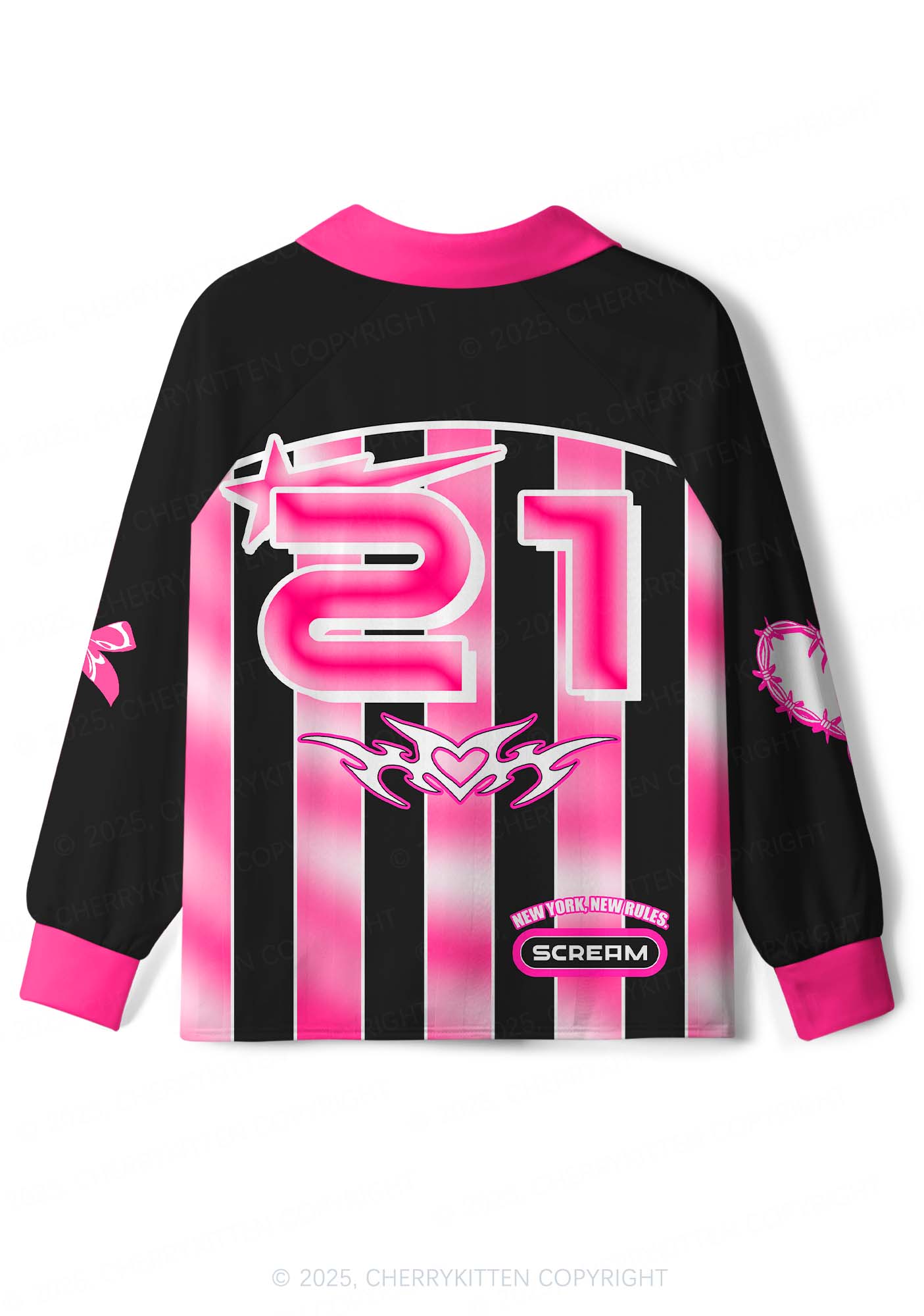Custom Halloween Skeleton Heart Y2K Sport Long Sleeve Jersey Shirts Cherrykitten