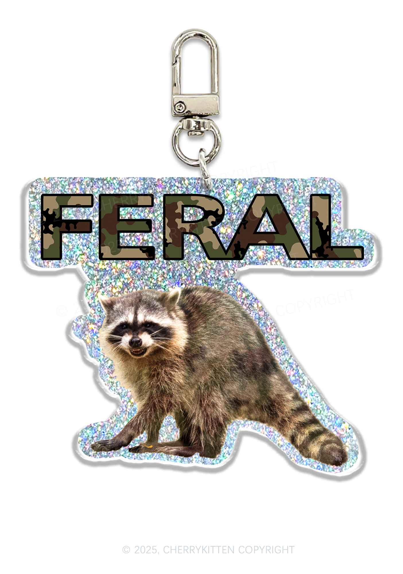 Feral Raccoon 1Pc Y2K Glitter Keychain Cherrykitten