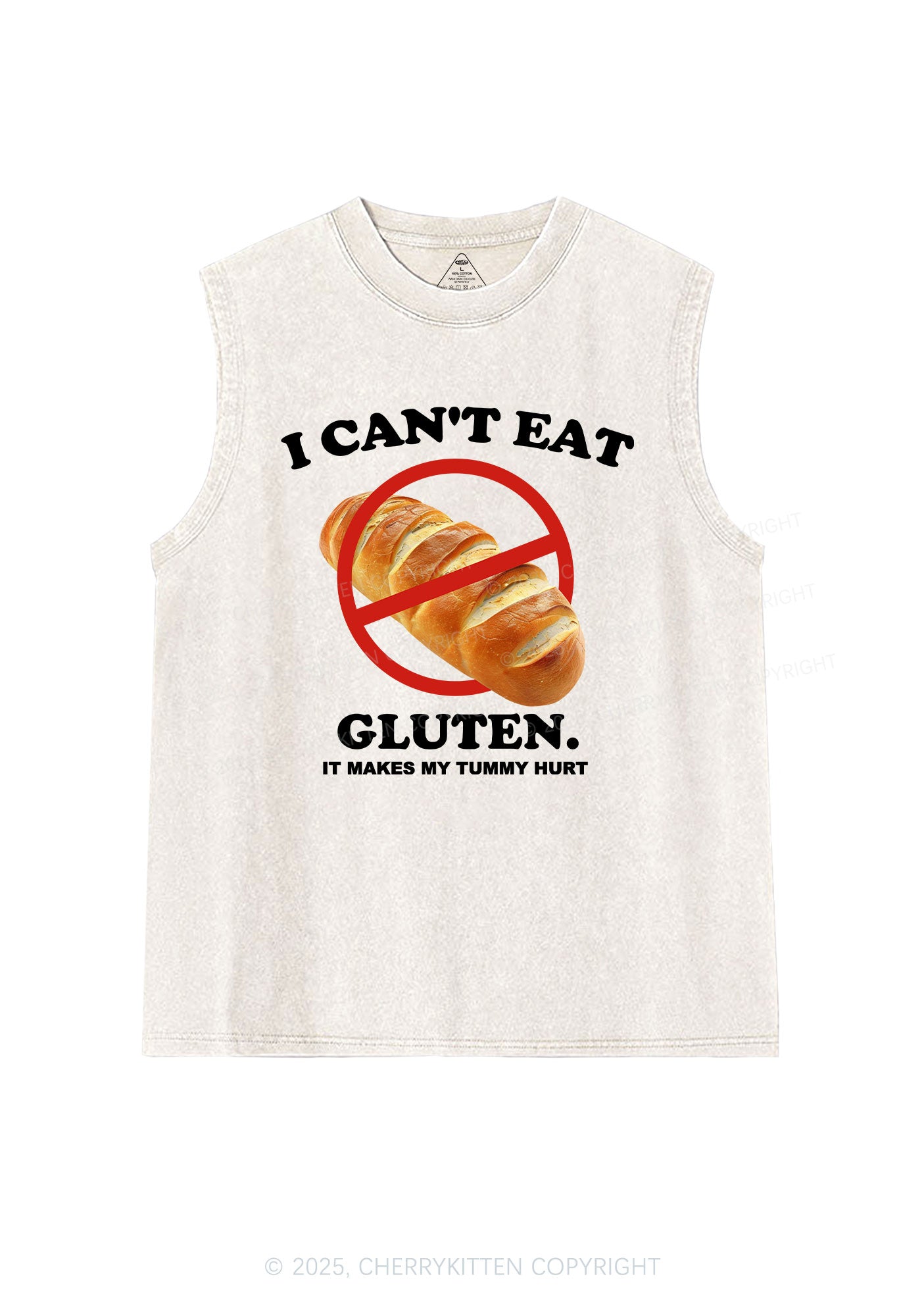 I Cant Eat Gluten Y2K Washed Muscle Tank Cherrykitten