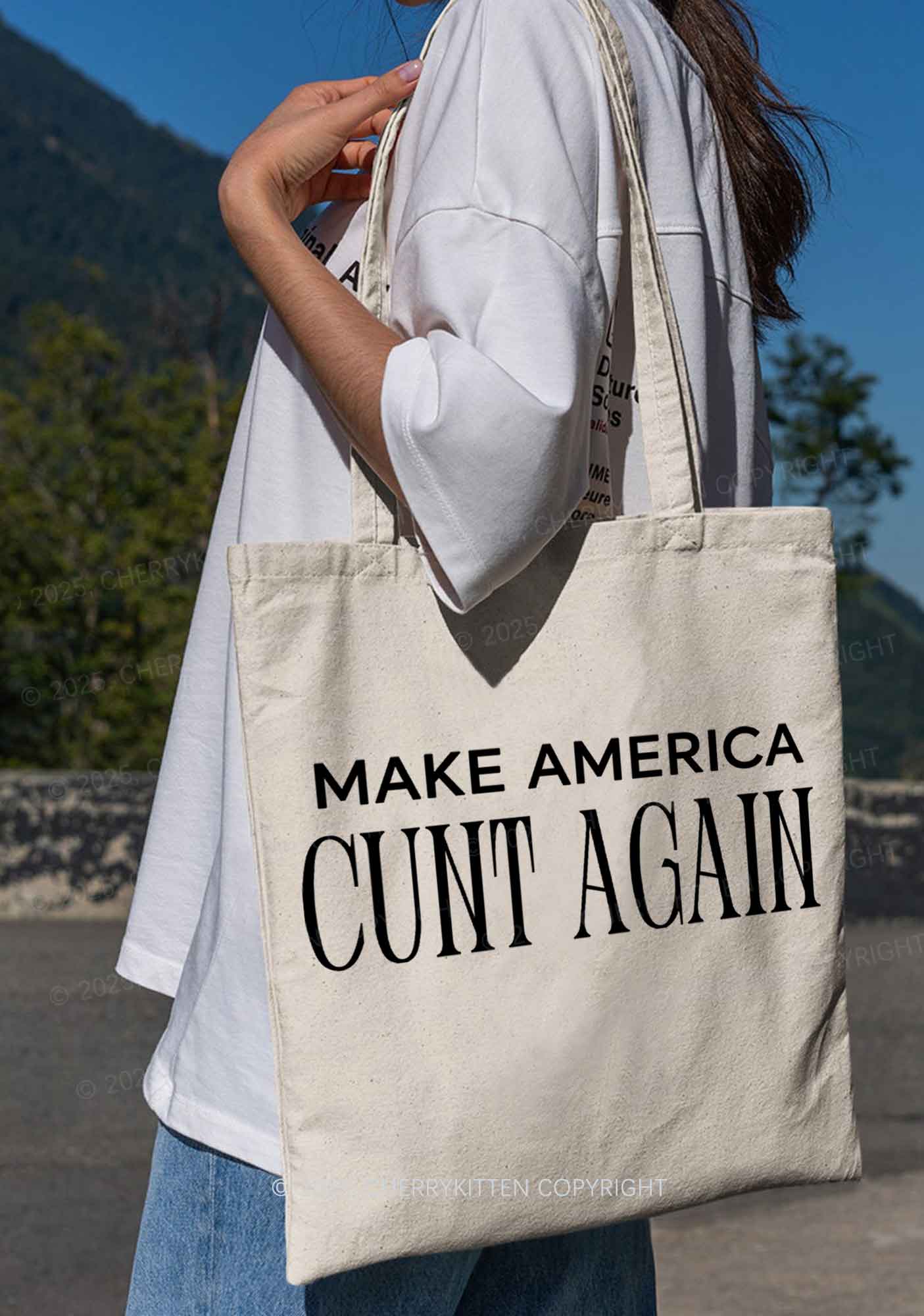 Make America Cxxt Again Y2K Canvas Tote Bag Cherrykitten