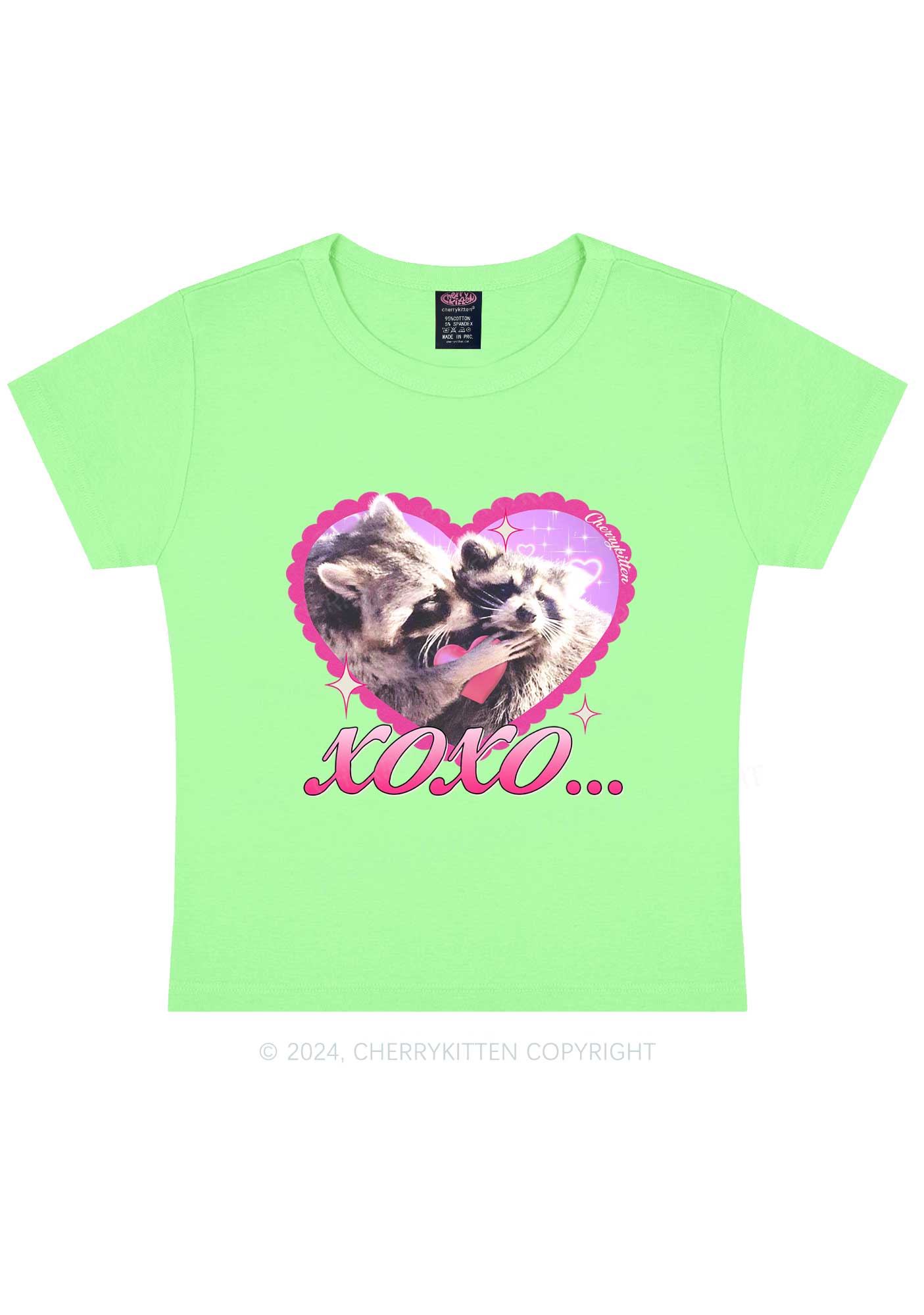 Two Raccoons XOXO Y2K Valentine's Day Baby Tee Cherrykitten