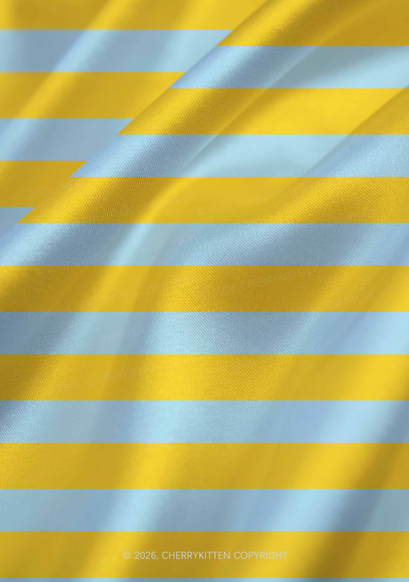 Blue And Yellow Stripes Y2K Print Satin Cowl Neck Slip Dress Cherrykitten