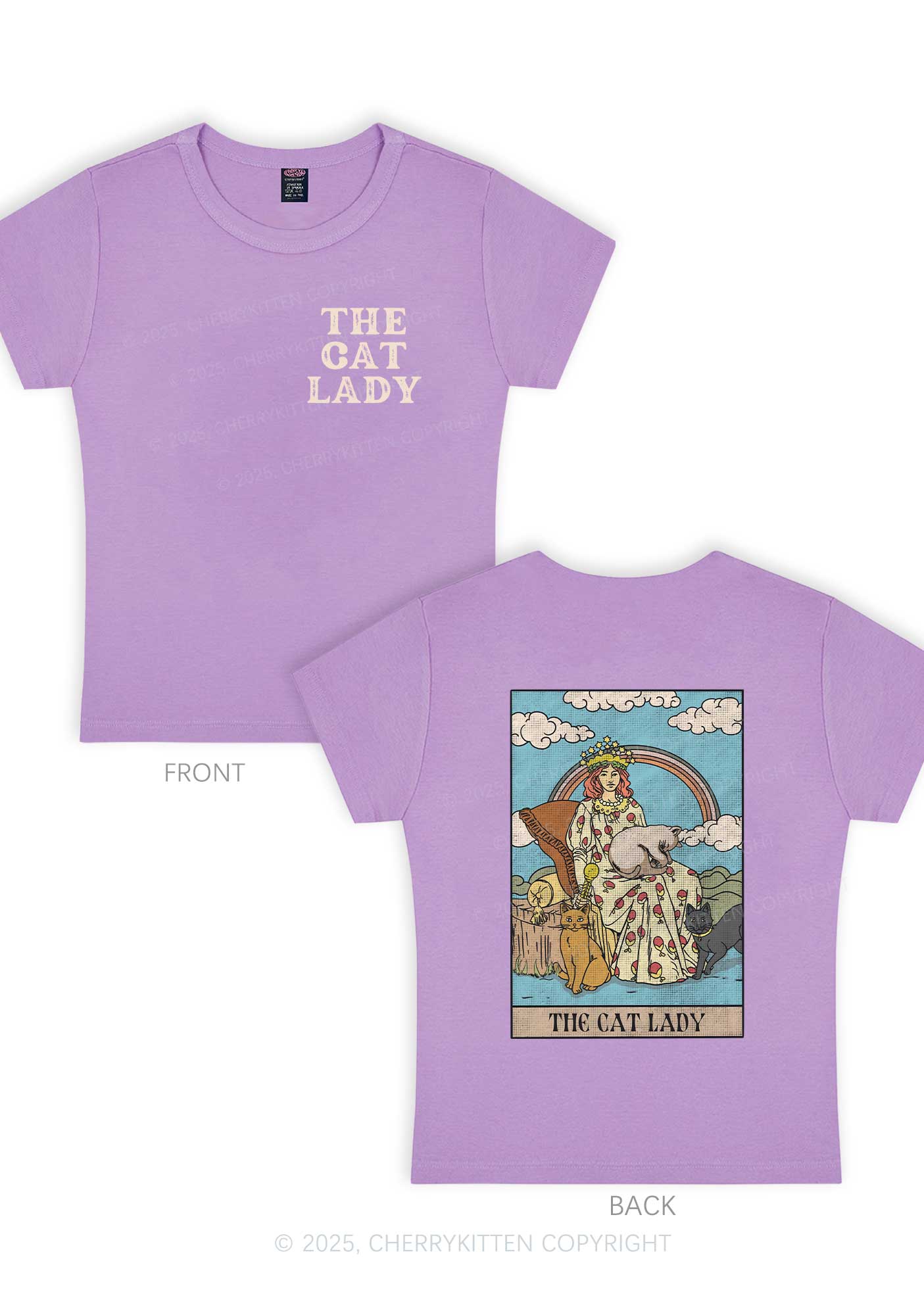 The Cat Lady Two Sides Y2K Baby Tee Cherrykitten