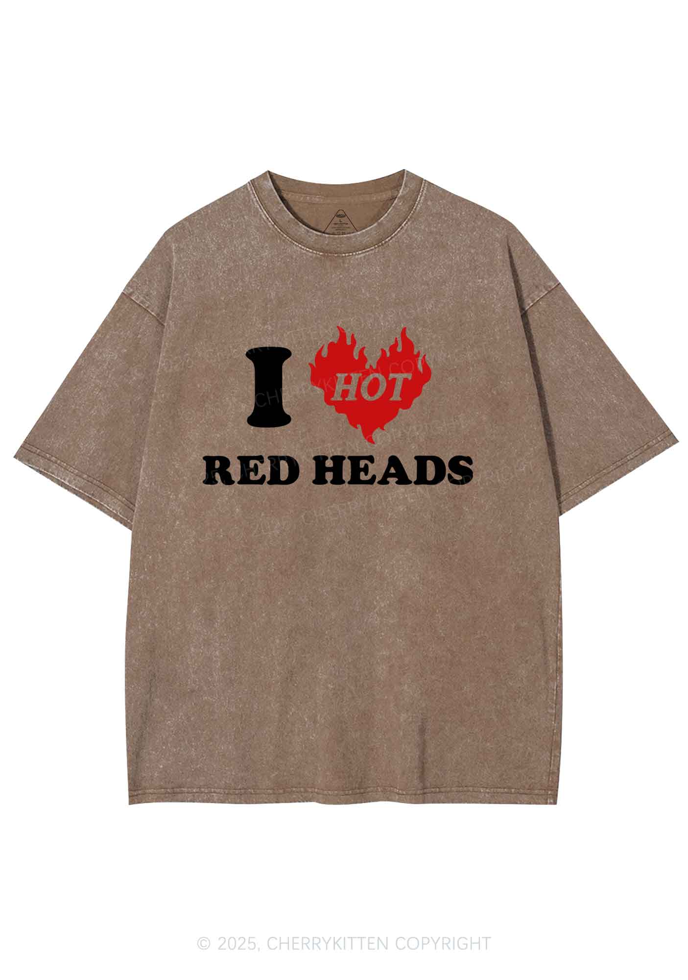 I Love Hot Red Heads Y2K Shirts Washed Tee Cherrykitten