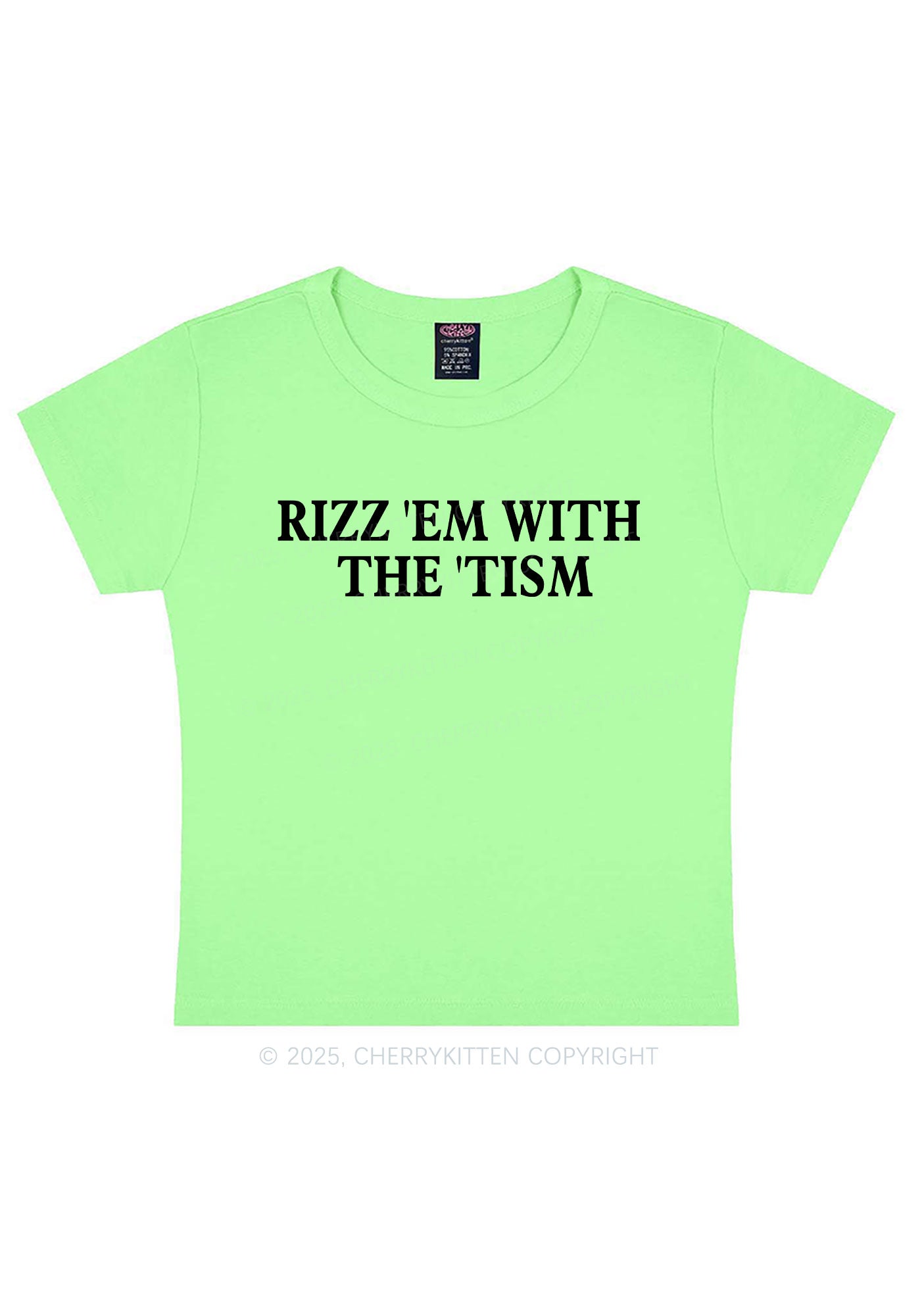 Rizz With Tism Y2K Baby Tee Cherrykitten