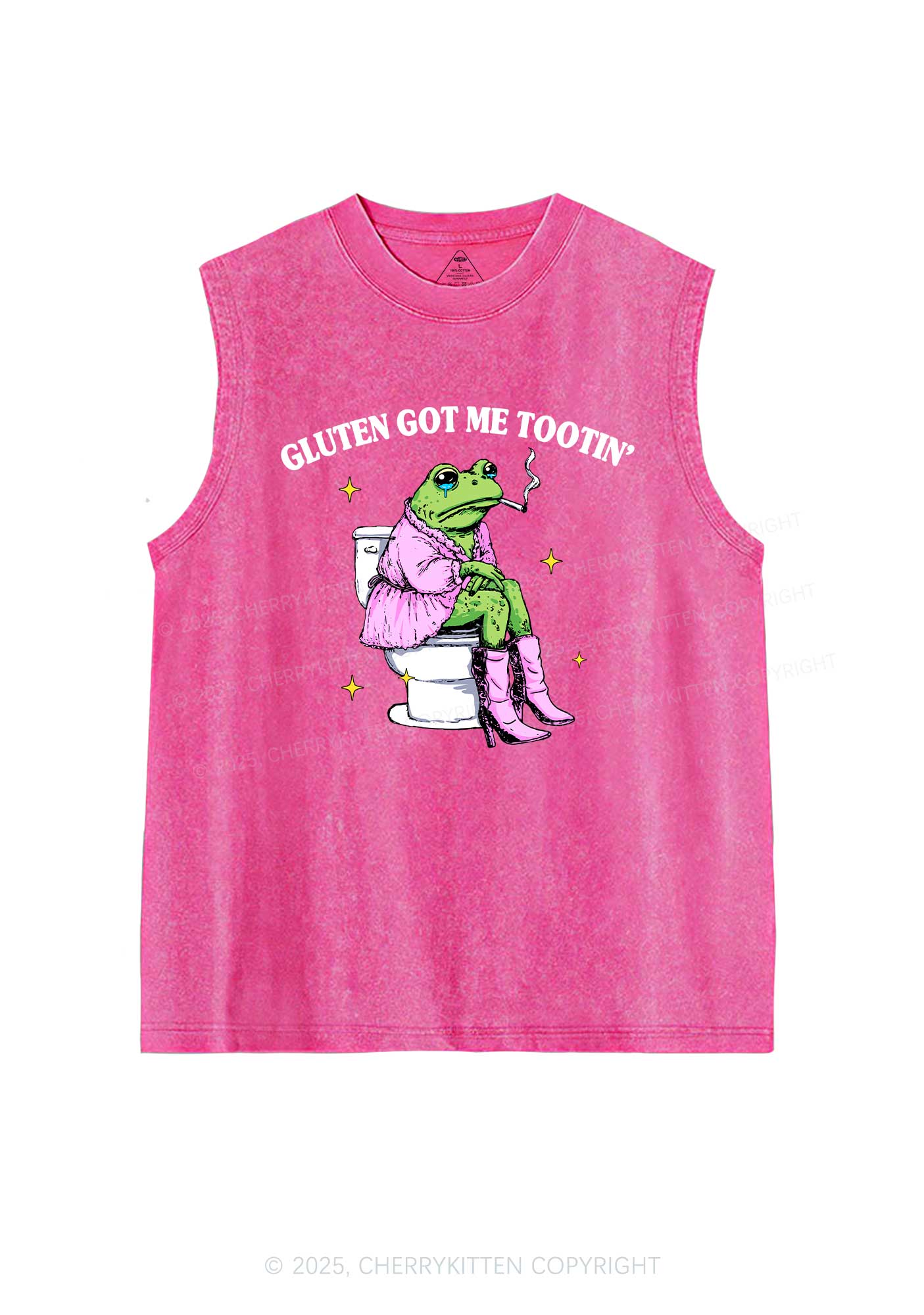 Gluten Got Me Tootin Y2K Washed Muscle Tank Cherrykitten