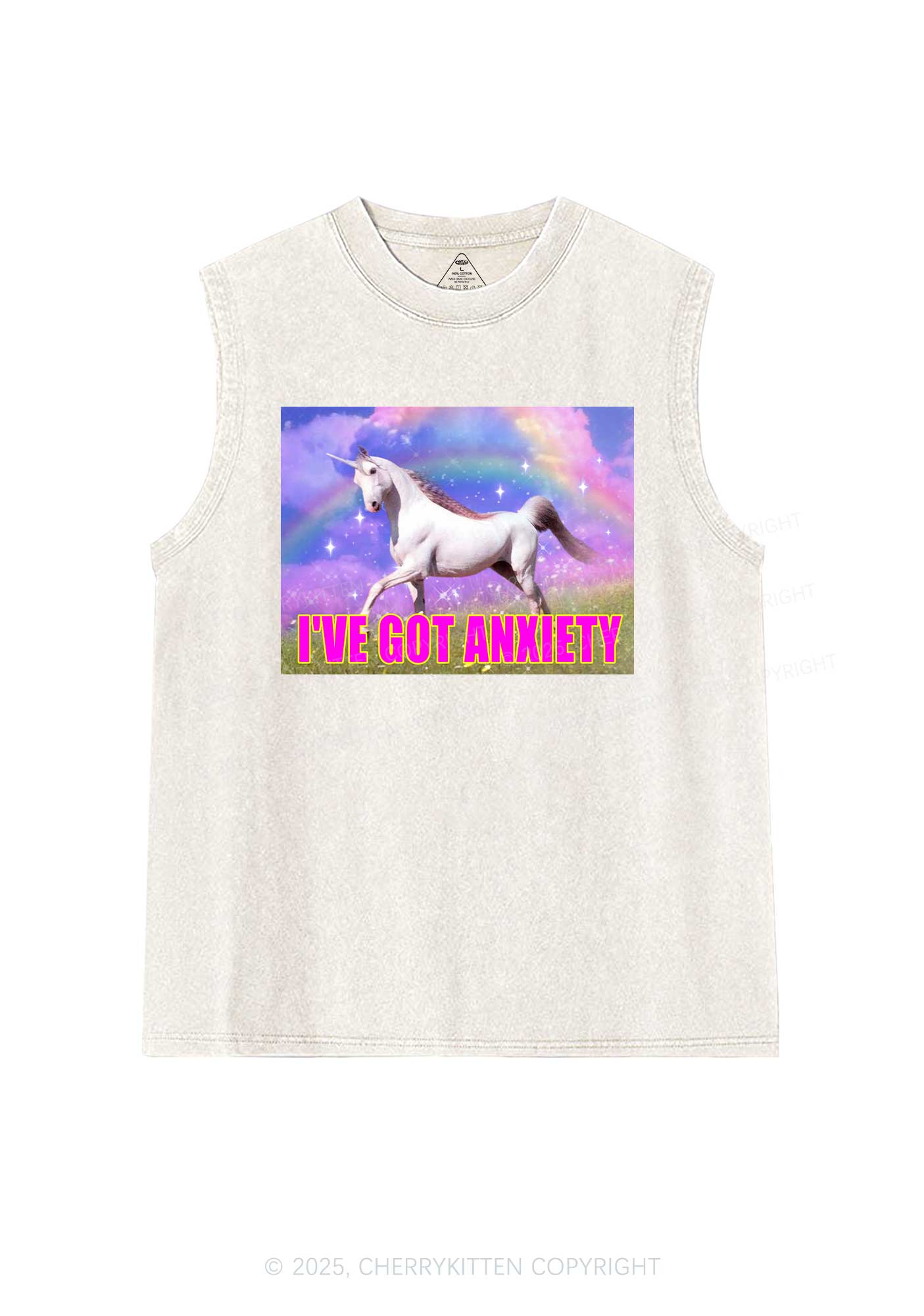 I've Got Anxiety Y2K Washed Muscle Tank Cherrykitten