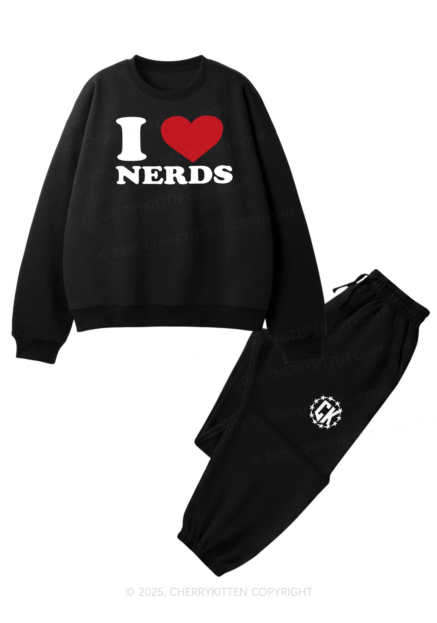 I Love Nerds Y2K Fleece Sweatshirts Set Cherrykitten