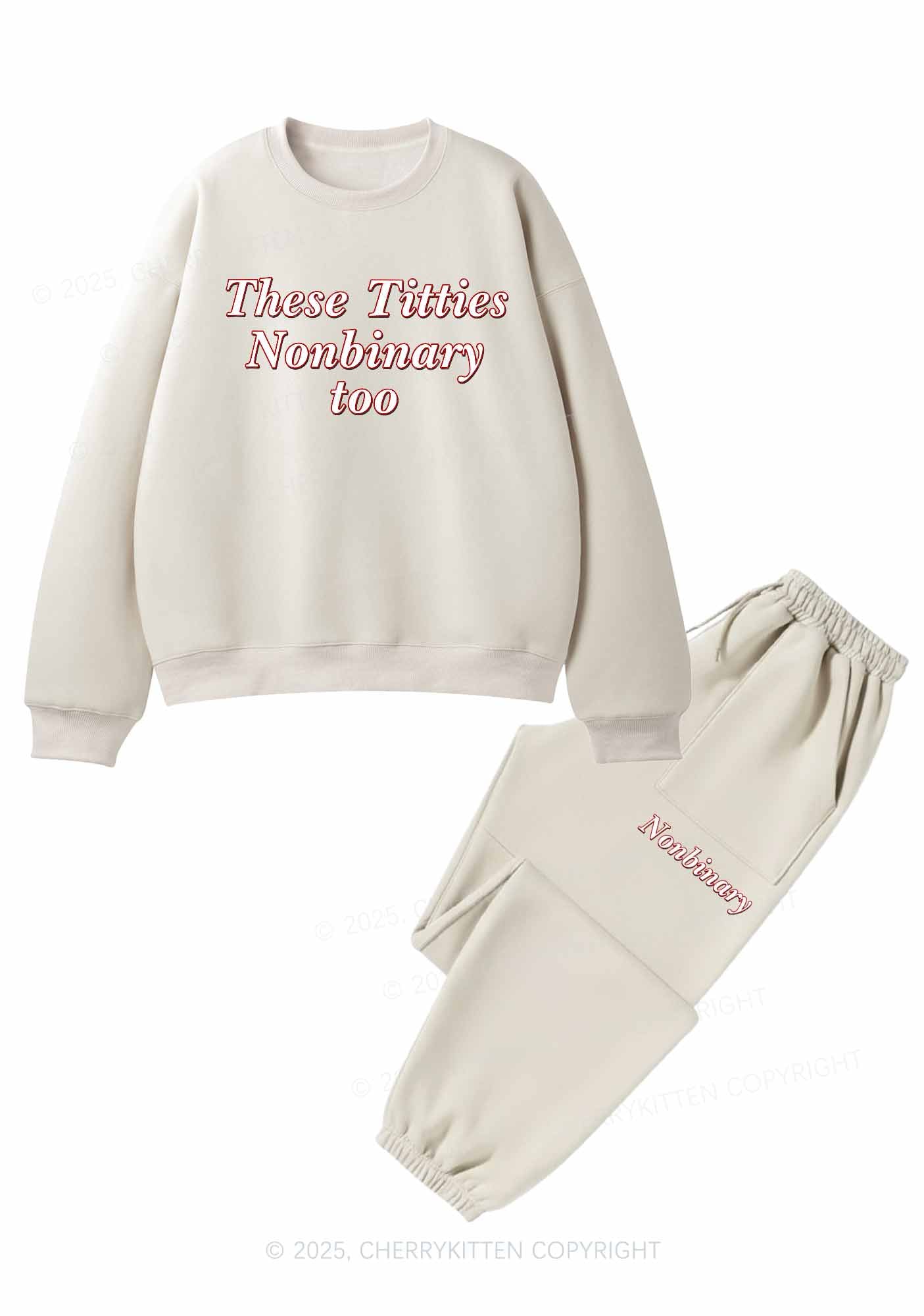 Txtties Nonbinary Too Y2K Fleece Sweatshirts Set Cherrykitten