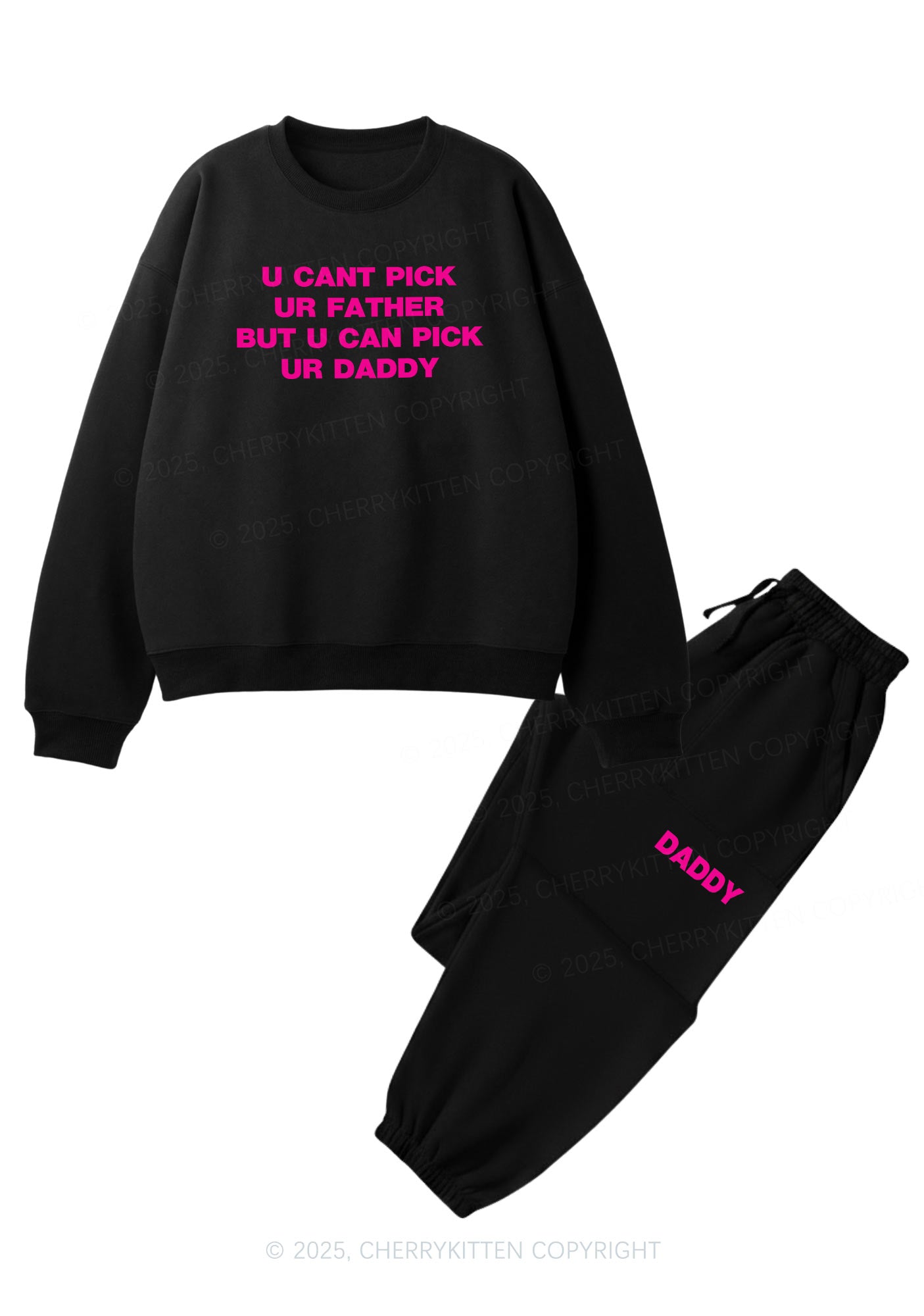U Can Pick Ur Daddy Y2K Fleece Sweatshirts Set Cherrykitten