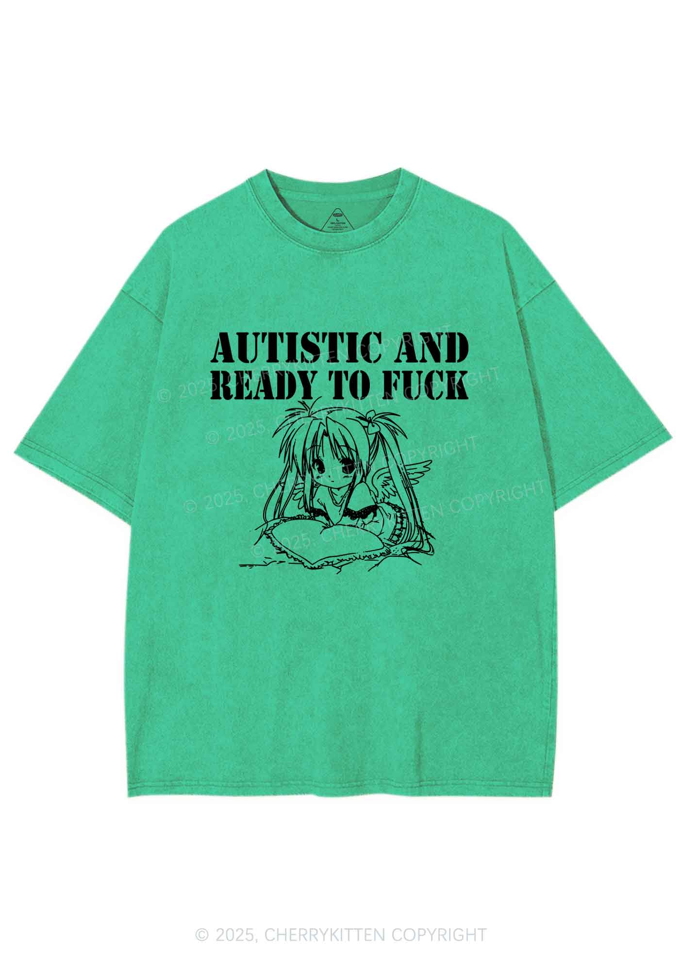 Autistic Ready To Fxxk Y2K Shirts Washed Tee Cherrykitten