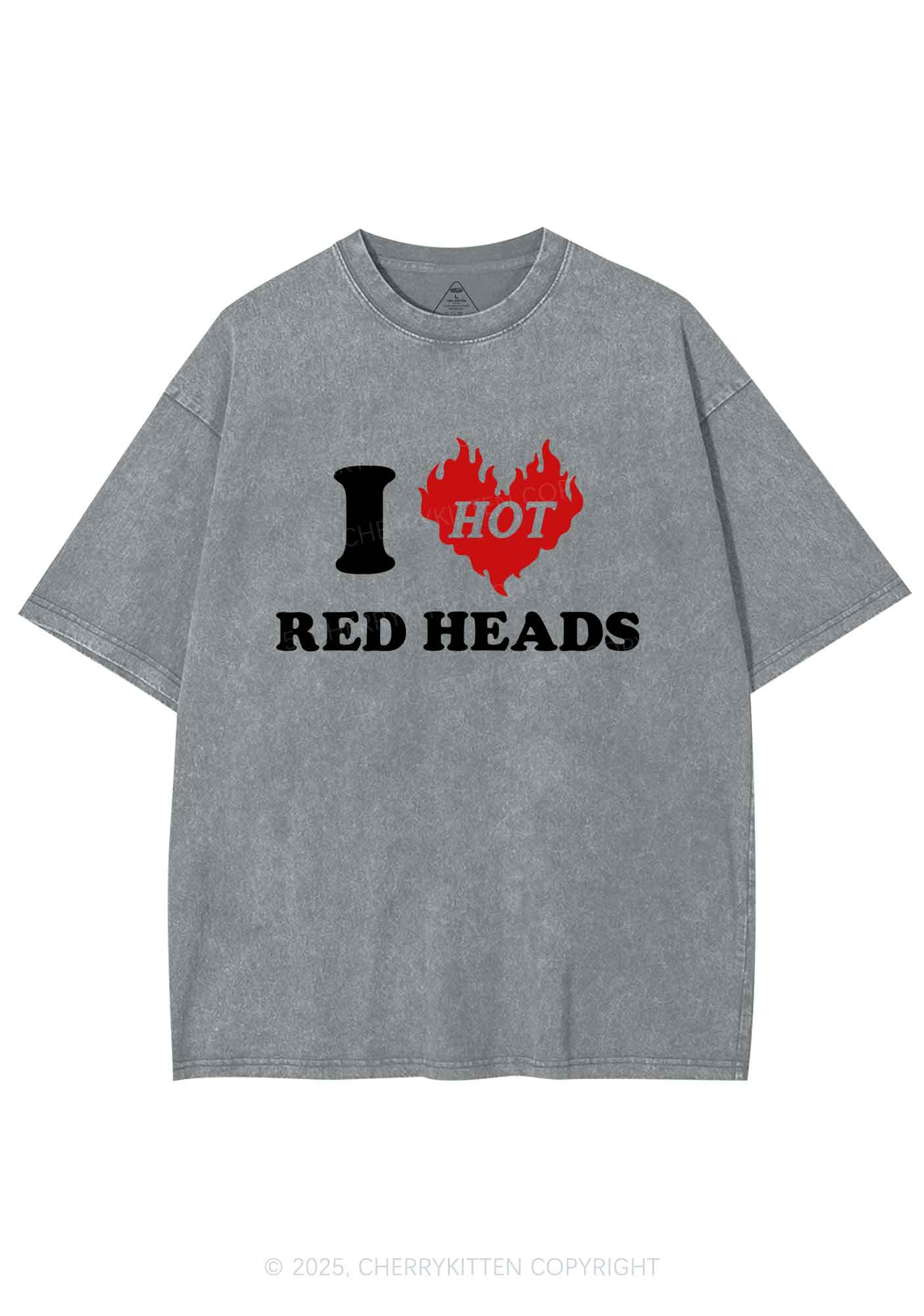 I Love Hot Red Heads Y2K Shirts Washed Tee Cherrykitten