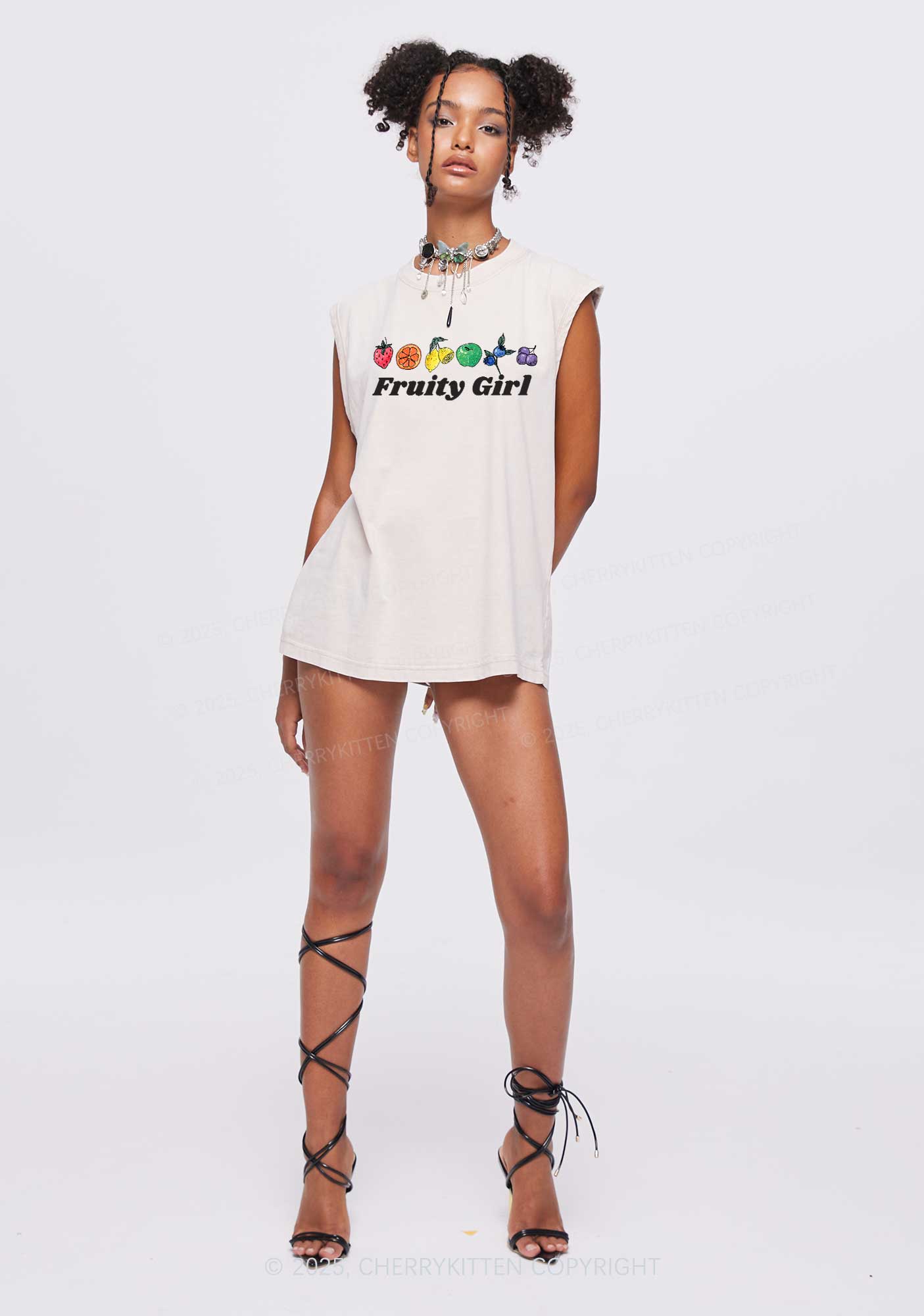 Fruity Girl Y2K Washed Muscle Tank Cherrykitten