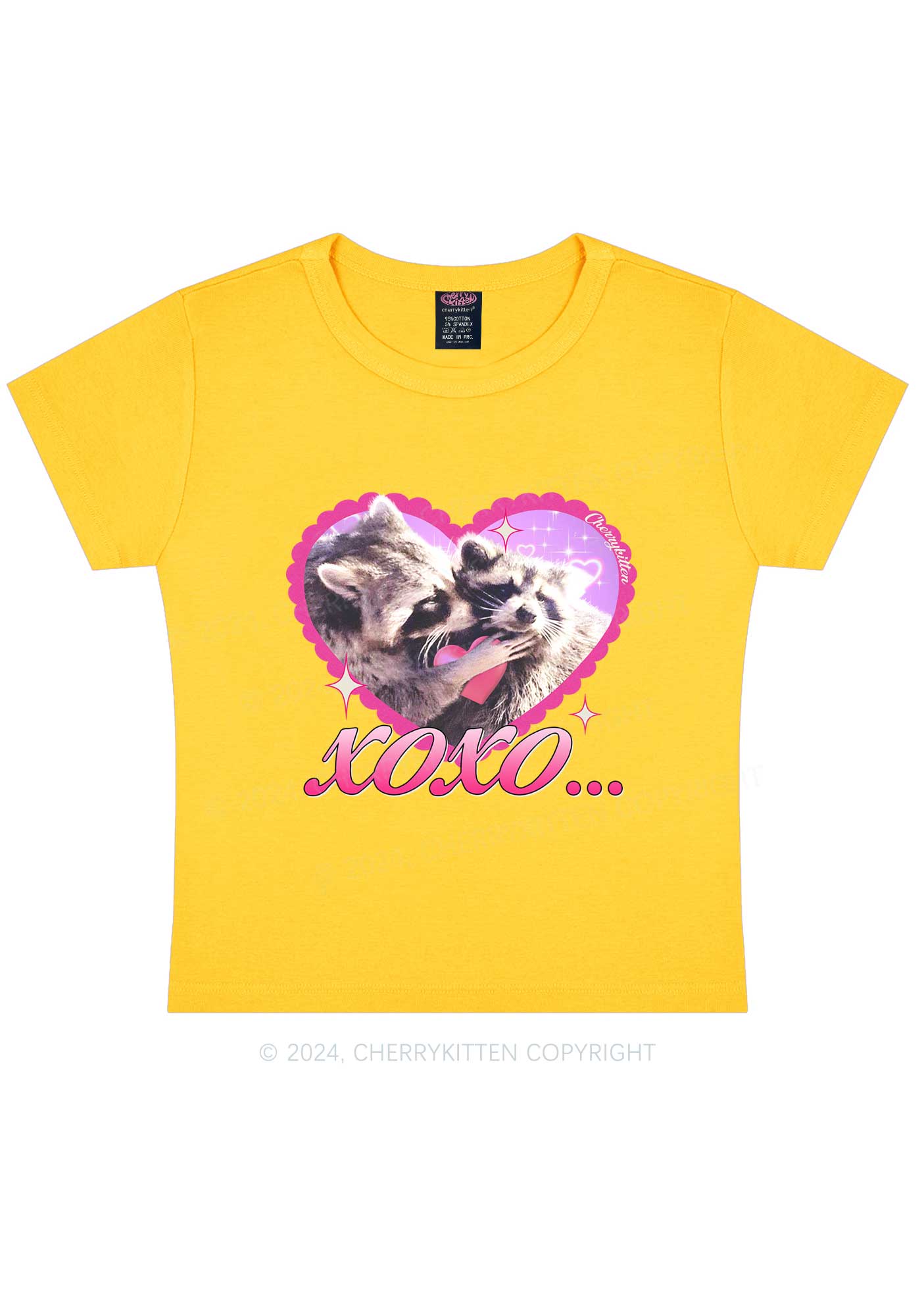Two Raccoons XOXO Y2K Valentine's Day Baby Tee Cherrykitten
