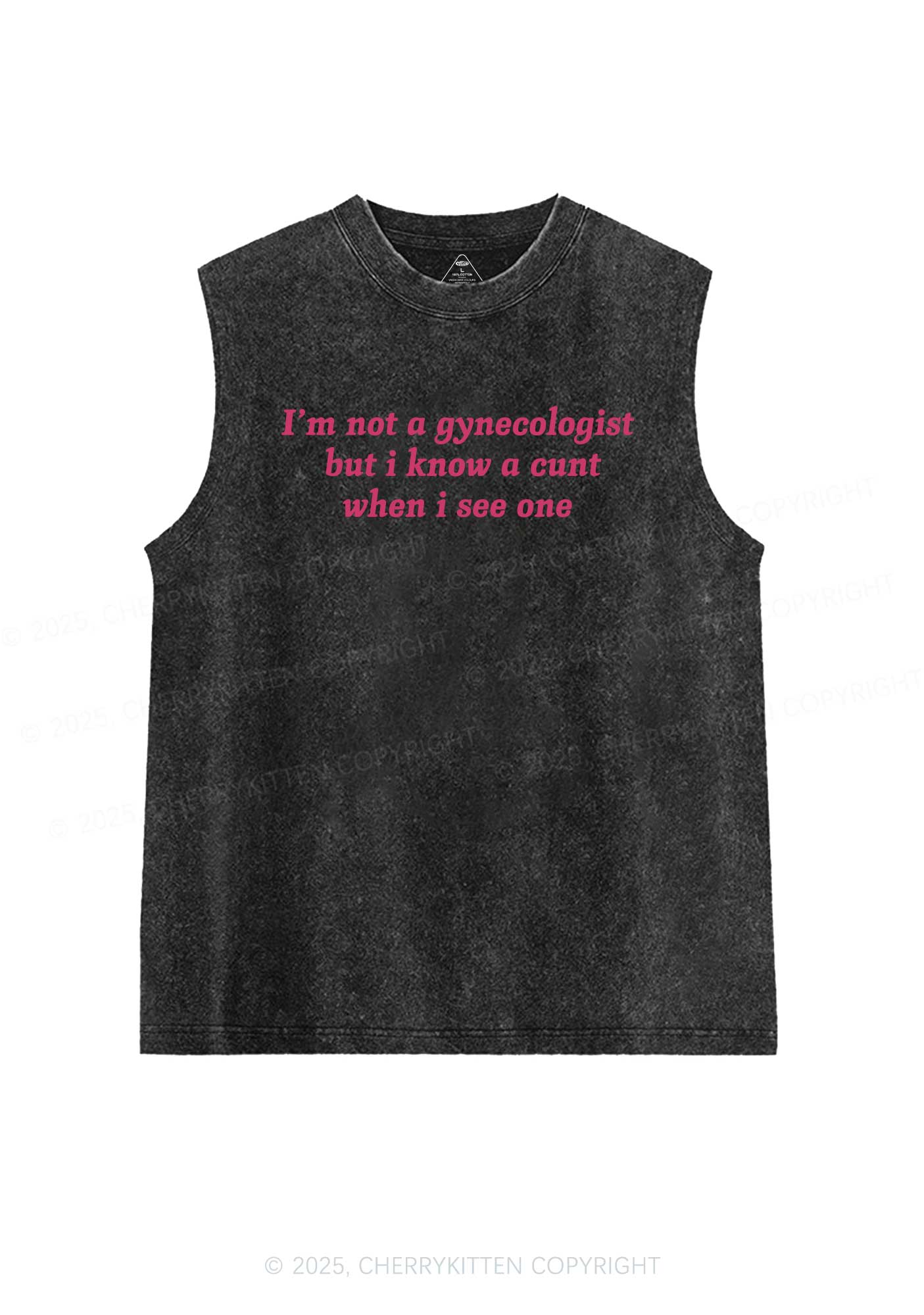 Im Not Gynecologist Y2K Washed Muscle Tank Cherrykitten